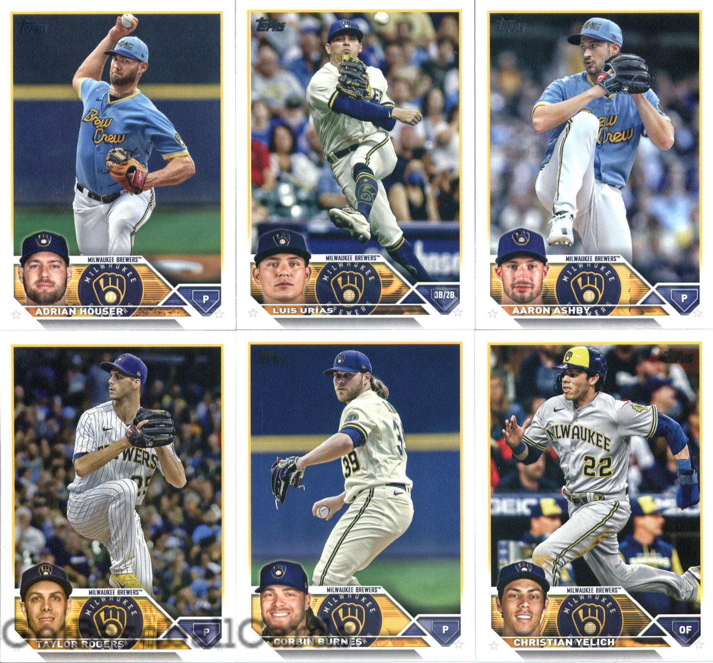 2023 Topps Complete Set (Series 1 & 2) Milwaukee Brewers Team Set of 20 Cards