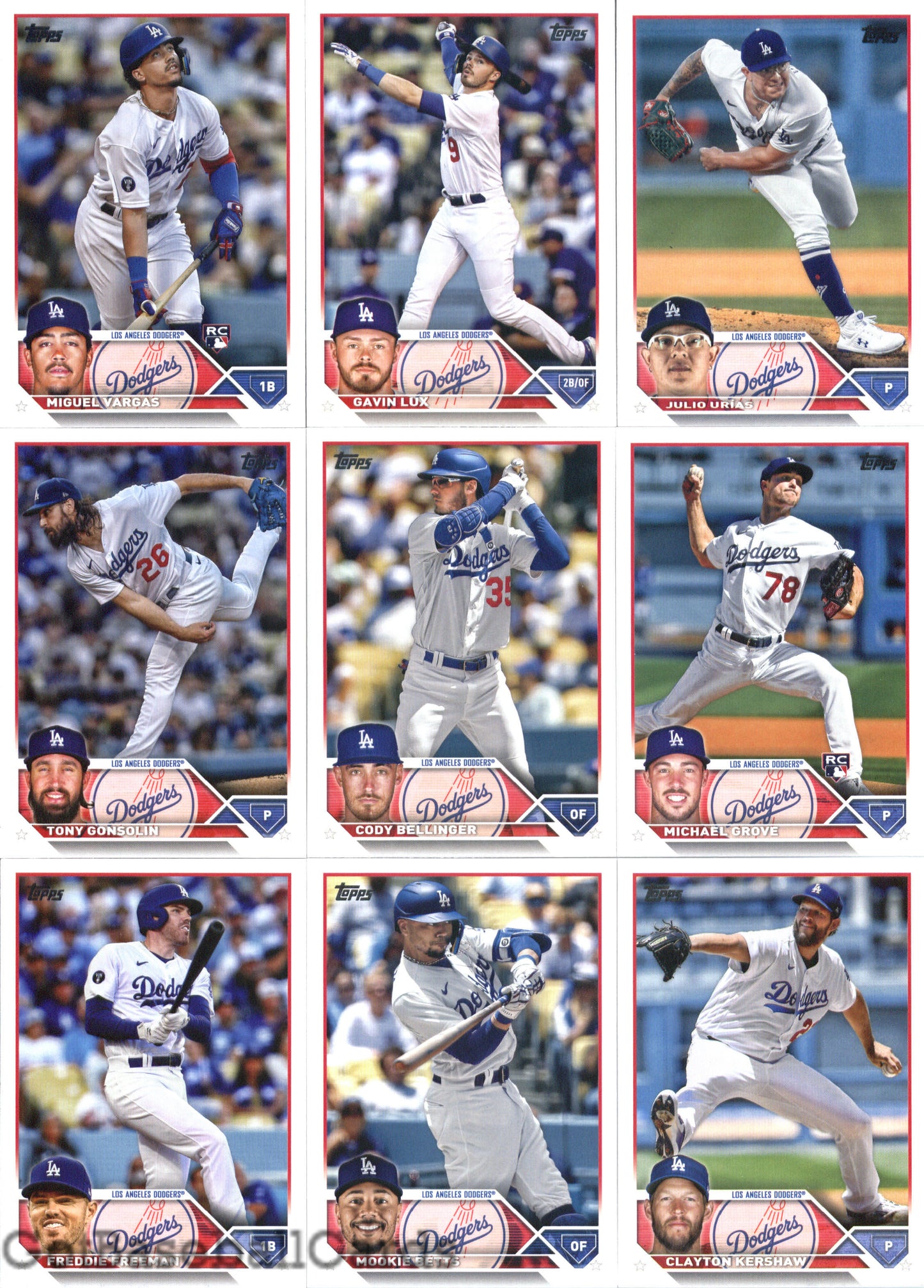 2023 Topps Complete Set (Series 1 & 2) Los Angeles Dodgers Team Set of 21 Cards