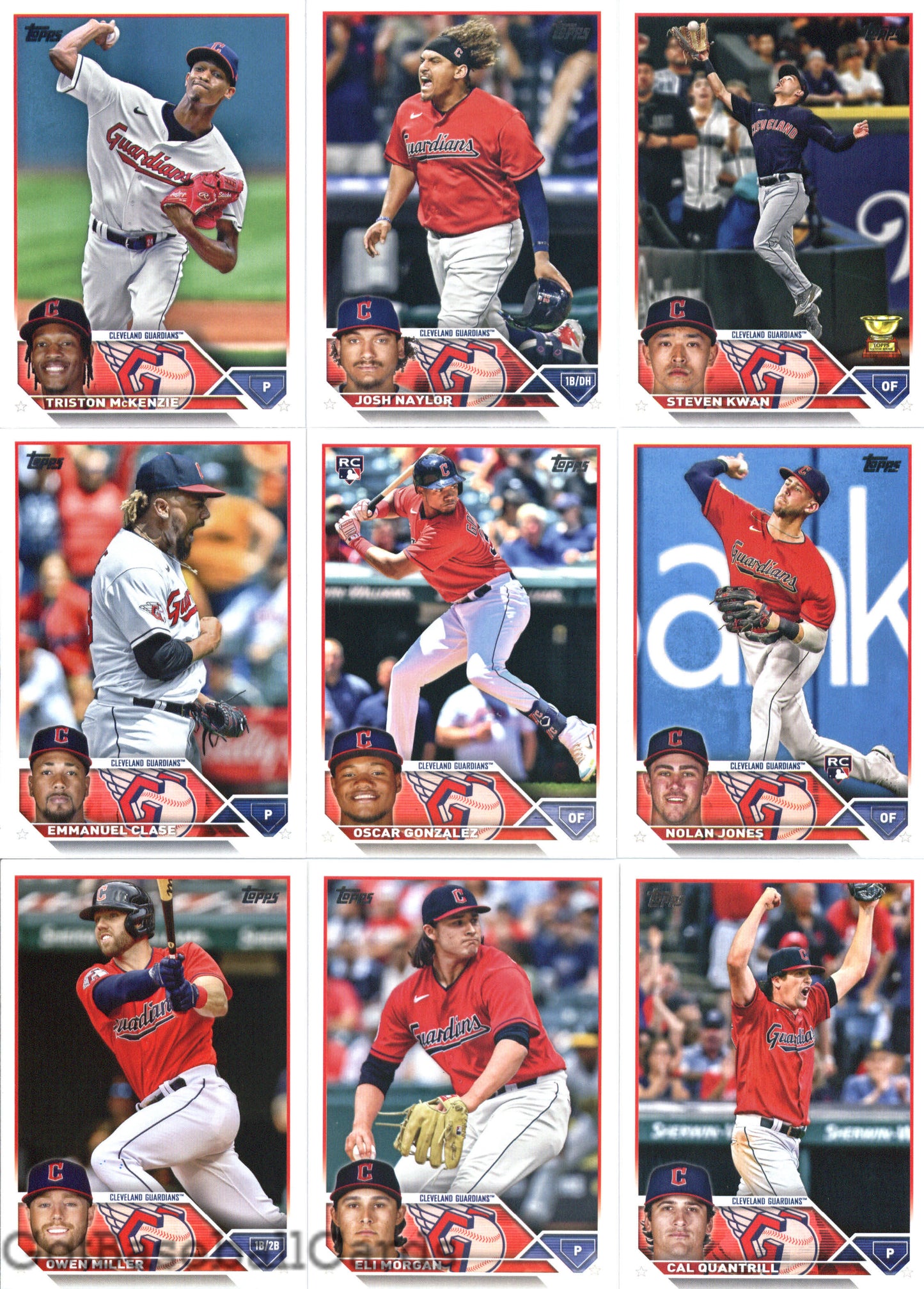 2023 Topps Complete Set (Series 1 & 2) Cleveland Guardians Team Set of 25 Cards