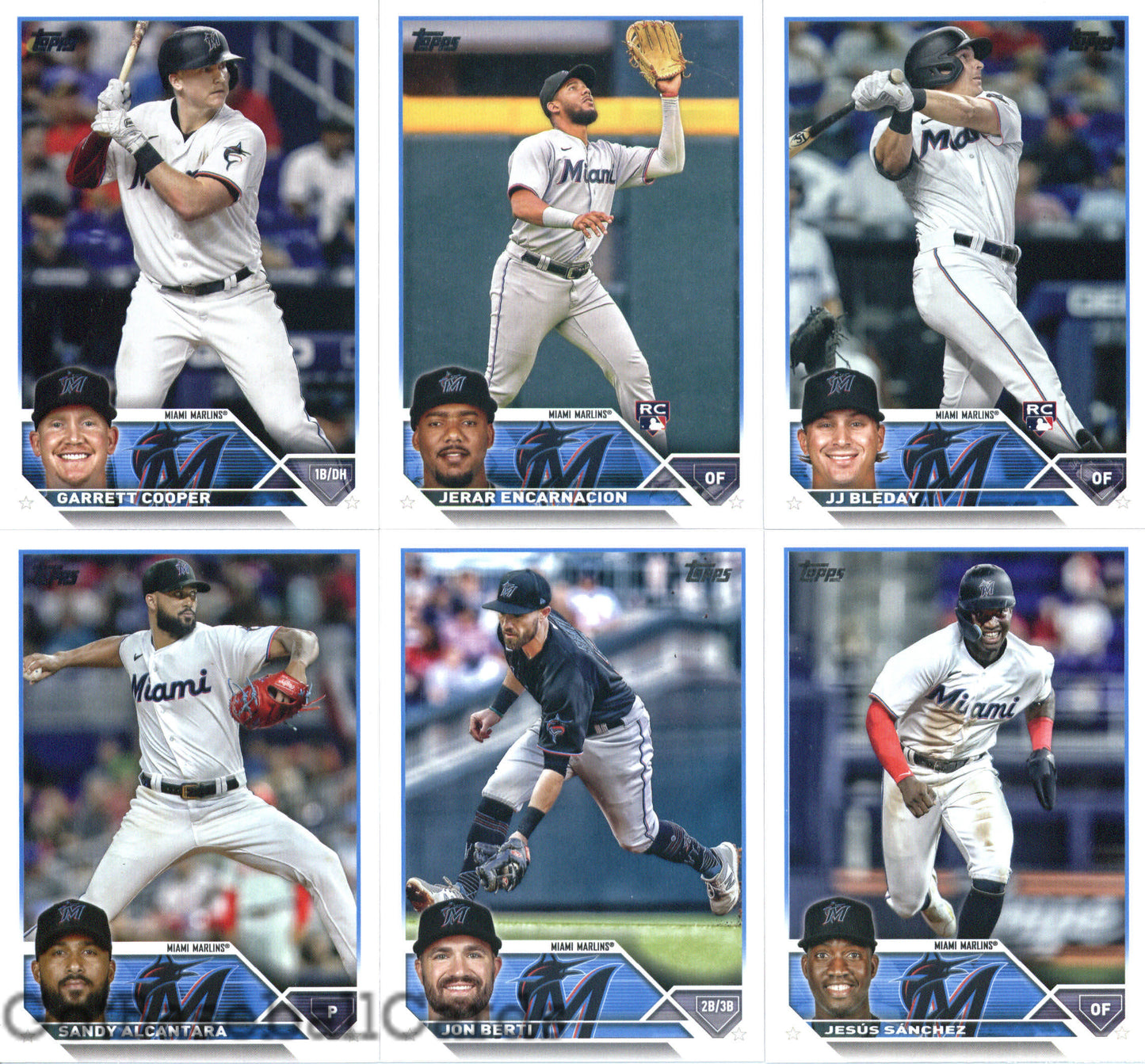 2023 Topps Complete Set (Series 1 & 2) Miami Marlins Team Set of 19 Cards