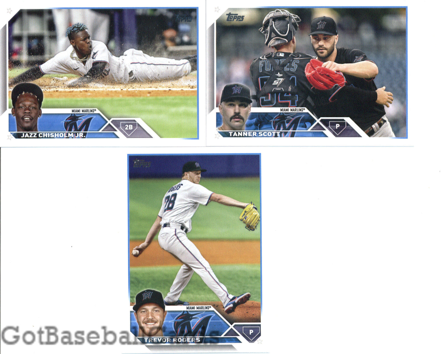2023 Topps Complete Set (Series 1 & 2) Miami Marlins Team Set of 19 Cards