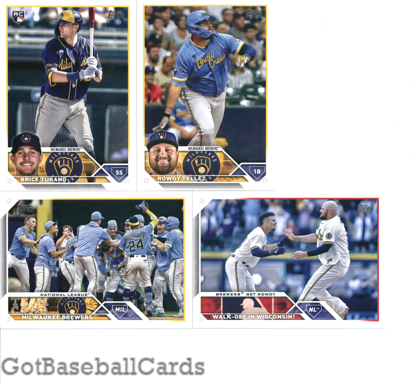 2023 Topps Complete Set (Series 1 & 2) Milwaukee Brewers Team Set of 20 Cards