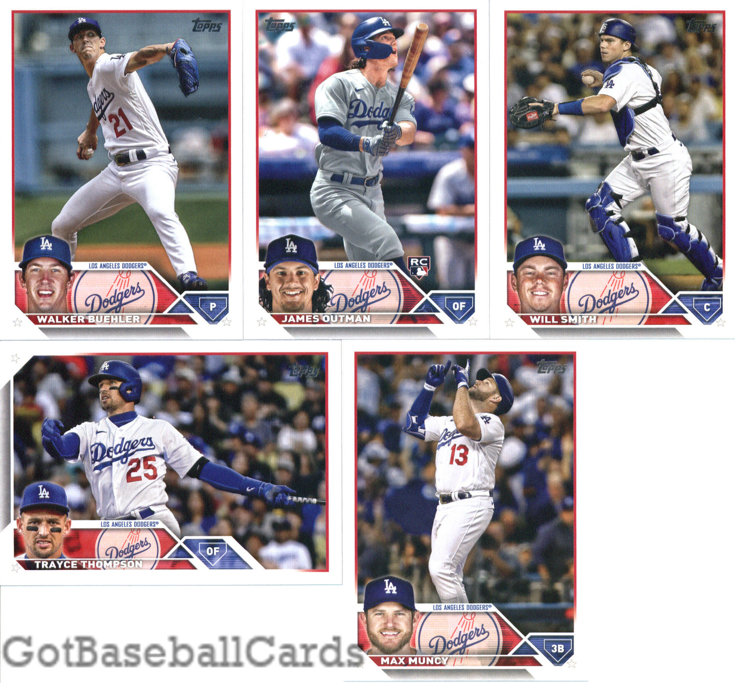 2023 Topps Complete Set (Series 1 & 2) Los Angeles Dodgers Team Set of 21 Cards