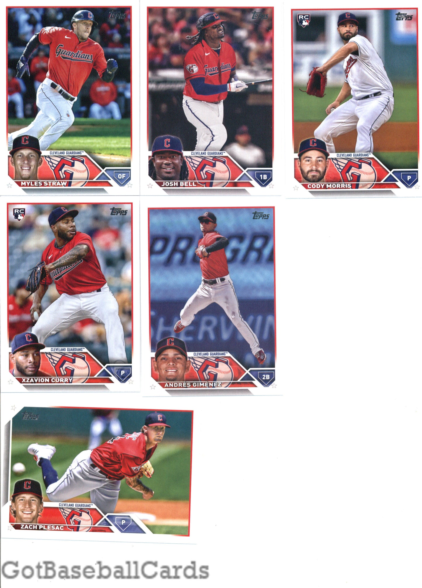 2023 Topps Complete Set (Series 1 & 2) Cleveland Guardians Team Set of 25 Cards