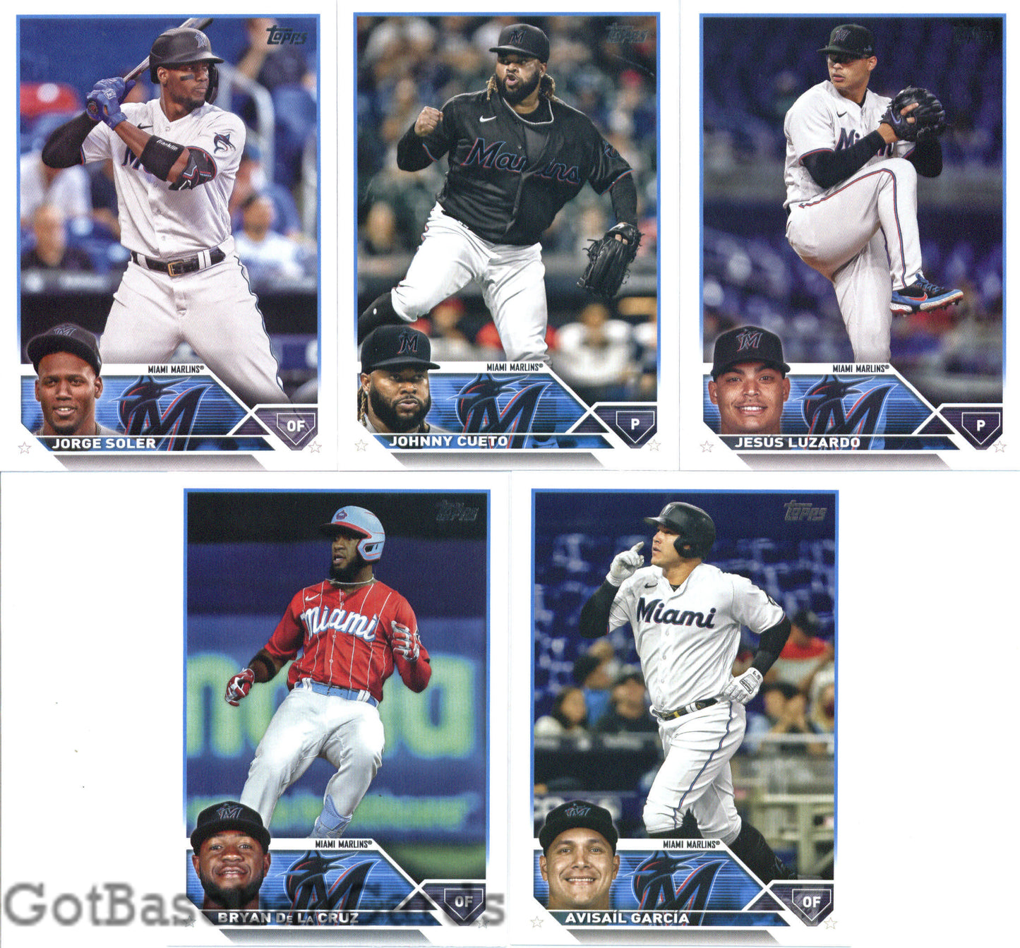 2023 Topps Complete Set (Series 1 & 2) Miami Marlins Team Set of 19 Cards