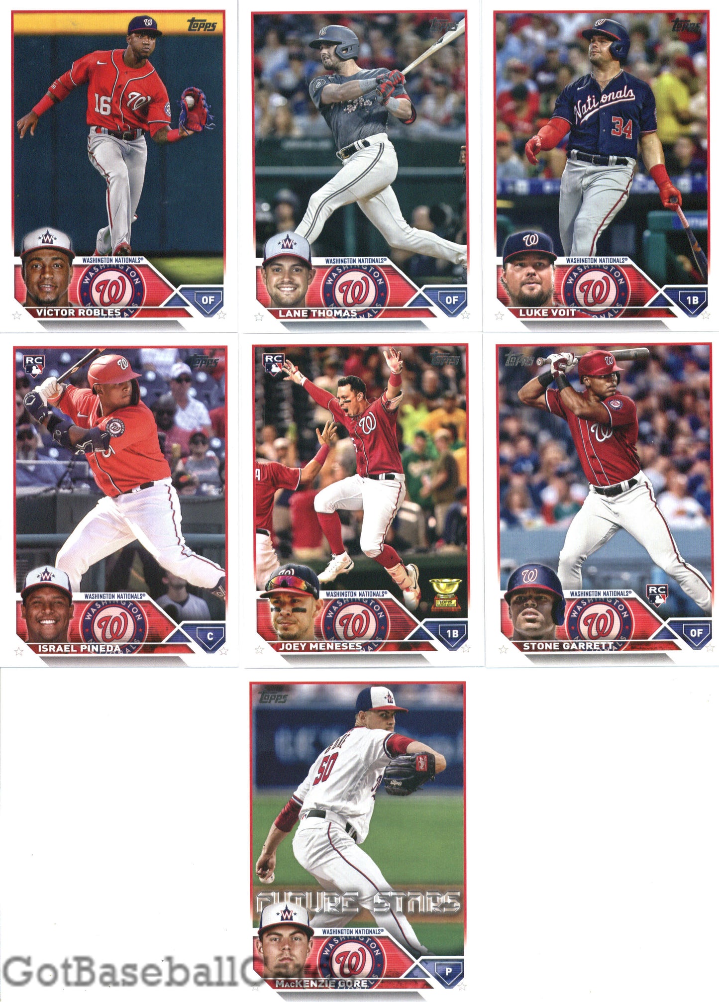 2023 Topps Complete Set (Series 1 & 2) Washington Nationals Team Set of 18 Cards