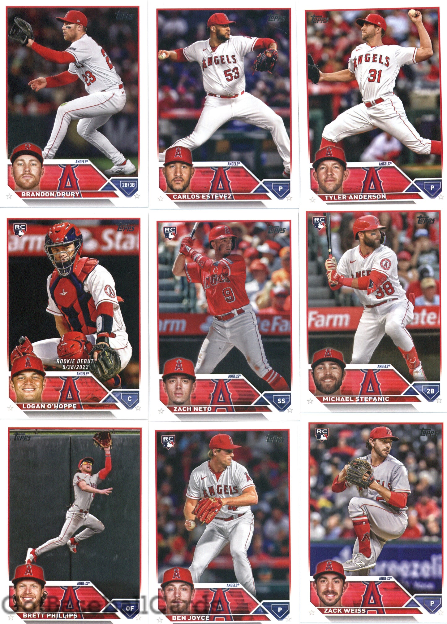 2023 Topps Complete Master Los Angeles Angels Team Set of 34 Cards