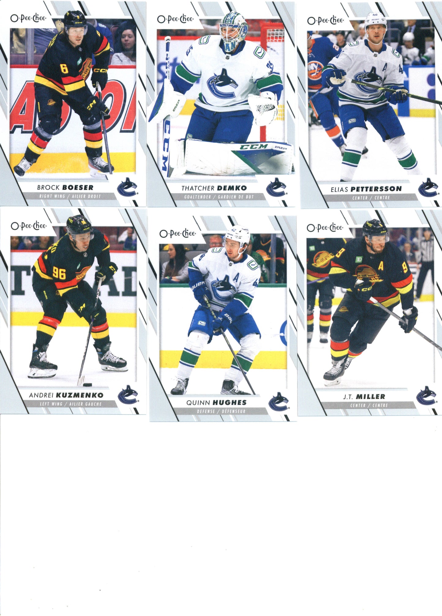 2023-24 O-Pee-Chee Veterans Vancouver Canucks Team Set of 16 Cards