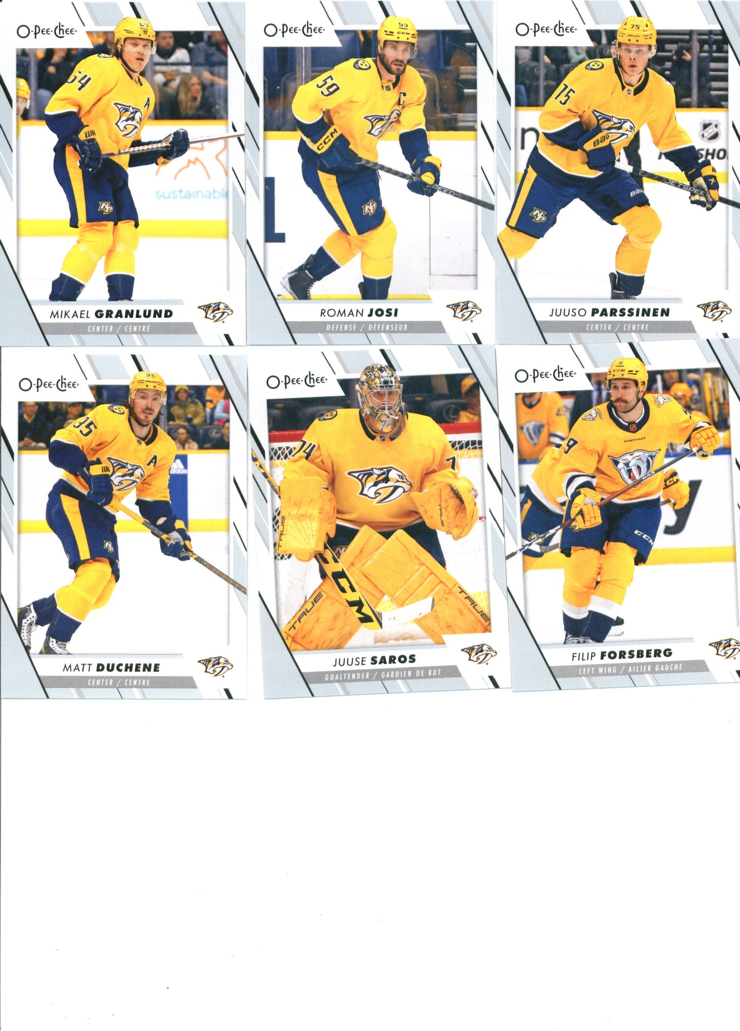 2023-24 O-Pee-Chee Veterans Nashville Predators Team Set of 16 Cards