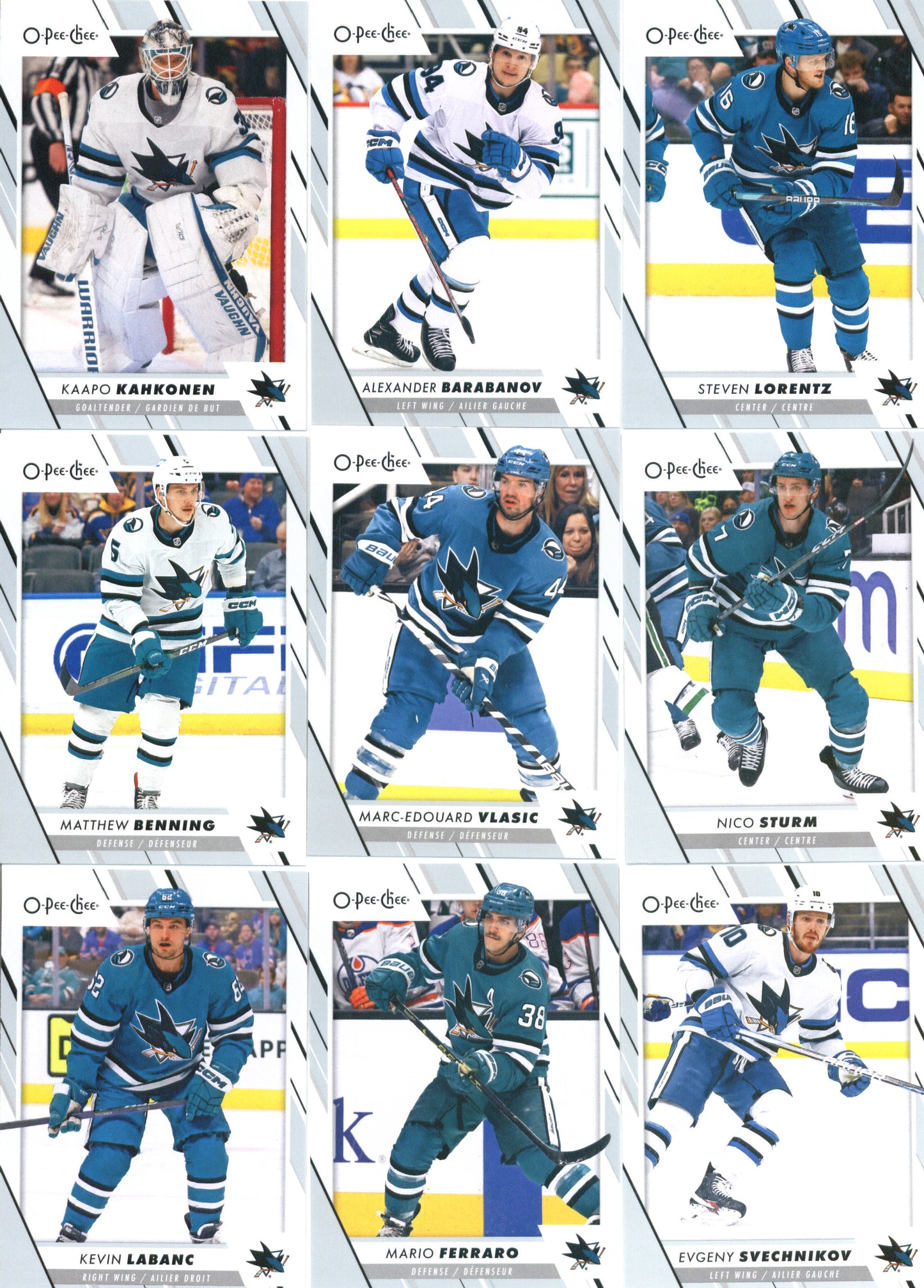 2023-24 O-Pee-Chee Veterans San Jose Sharks Team Set of 15 Cards