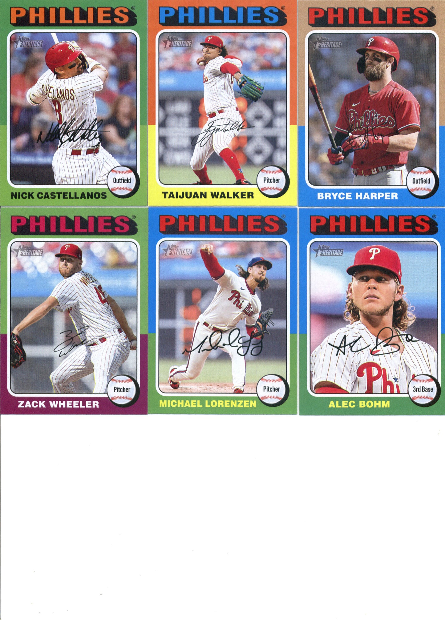 2024 Topps Heritage Philadelphia Phillies Team Set of 15 Cards