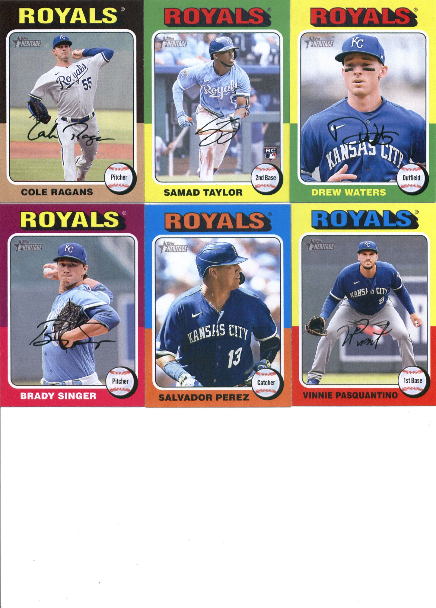 2024 Topps Heritage Kansas City Royals Team Set of 10 Cards