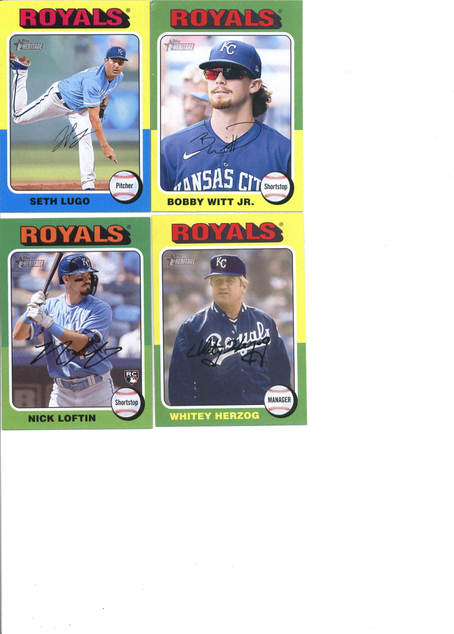 2024 Topps Heritage Kansas City Royals Team Set of 10 Cards