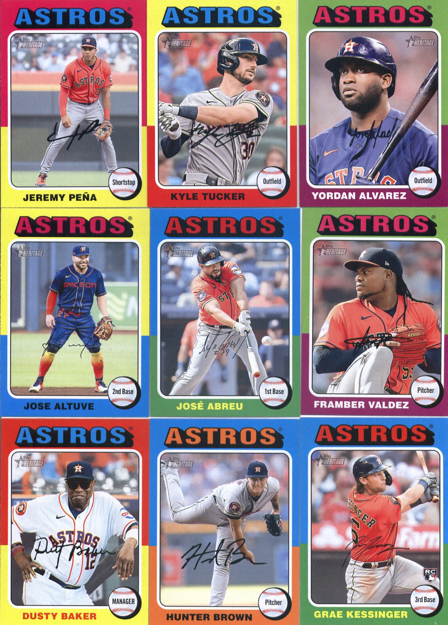 2024 Topps Heritage Houston Astros Team Set of 9 Cards - GotBaseballCards