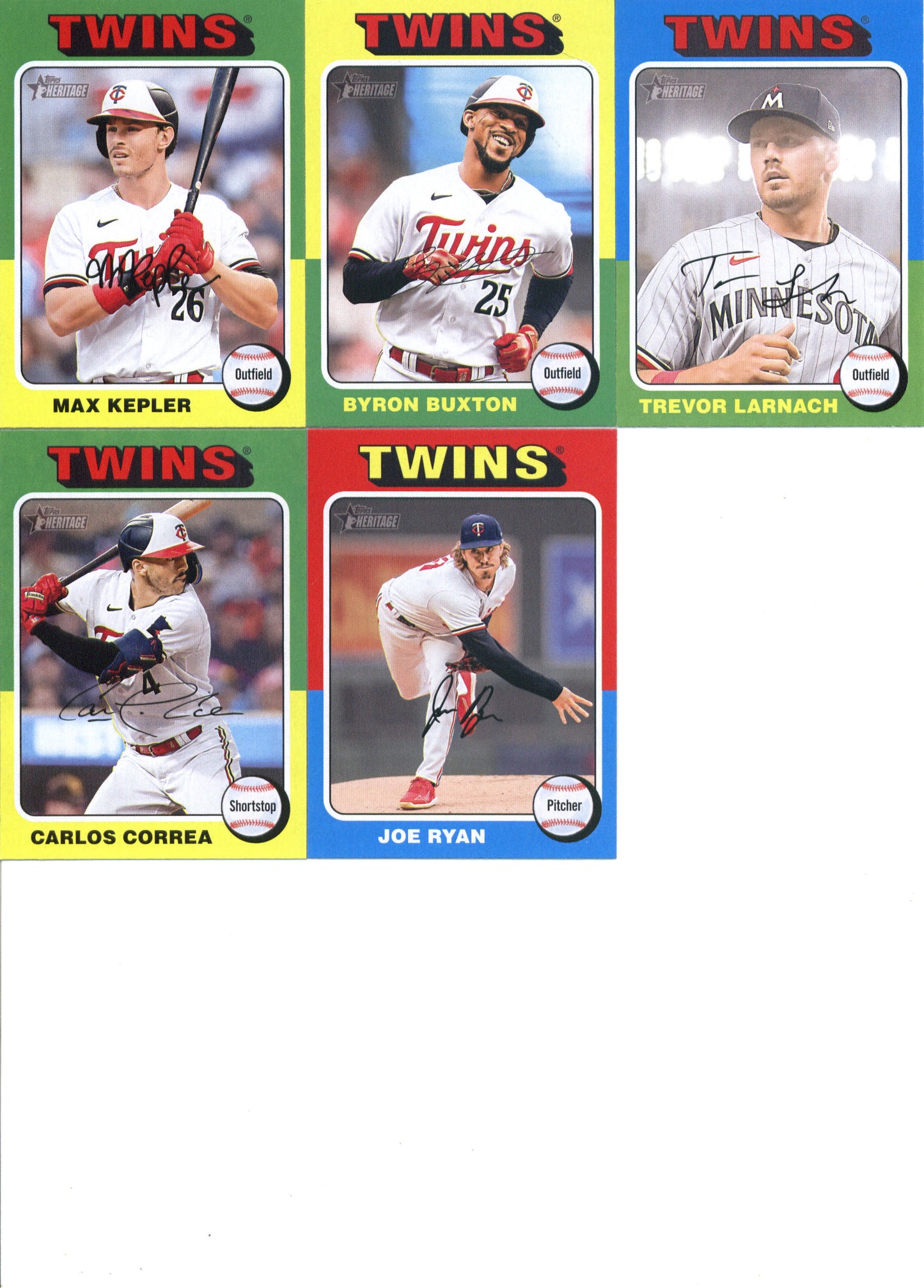 2024 Topps Heritage Minnesota Twins Team Set of 5 Cards - GotBaseballCards