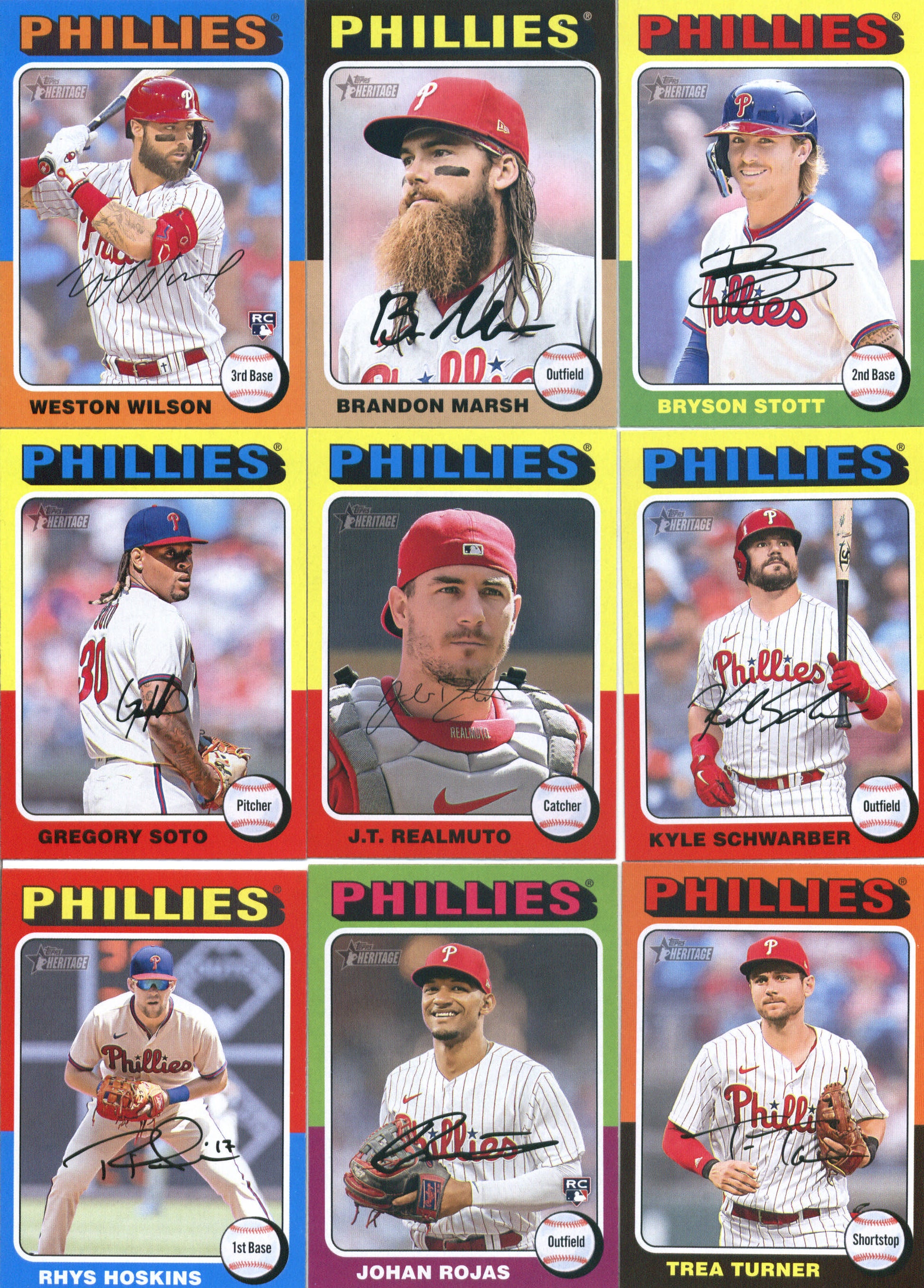 2024 Topps Heritage Philadelphia Phillies Team Set of 15 Cards - GotBaseballCards
