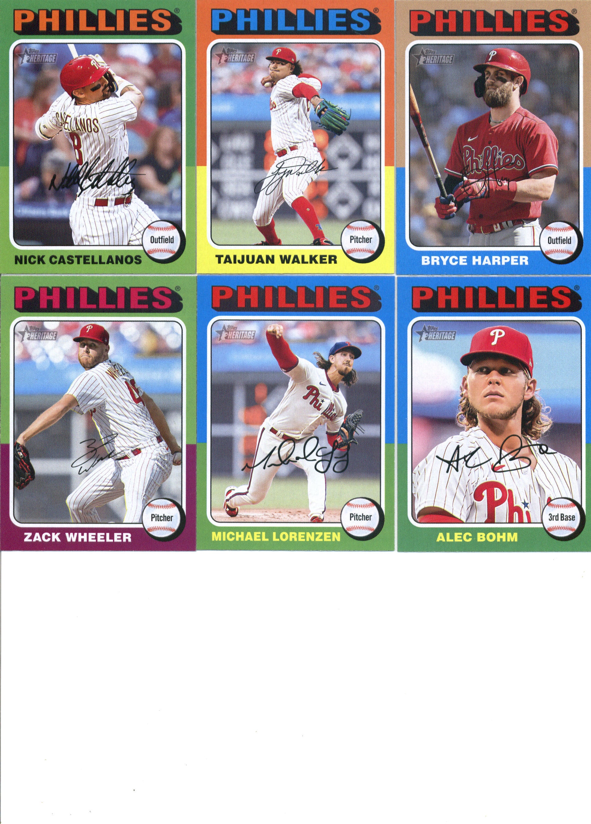 2024 Topps Heritage Philadelphia Phillies Team Set of 15 Cards - GotBaseballCards
