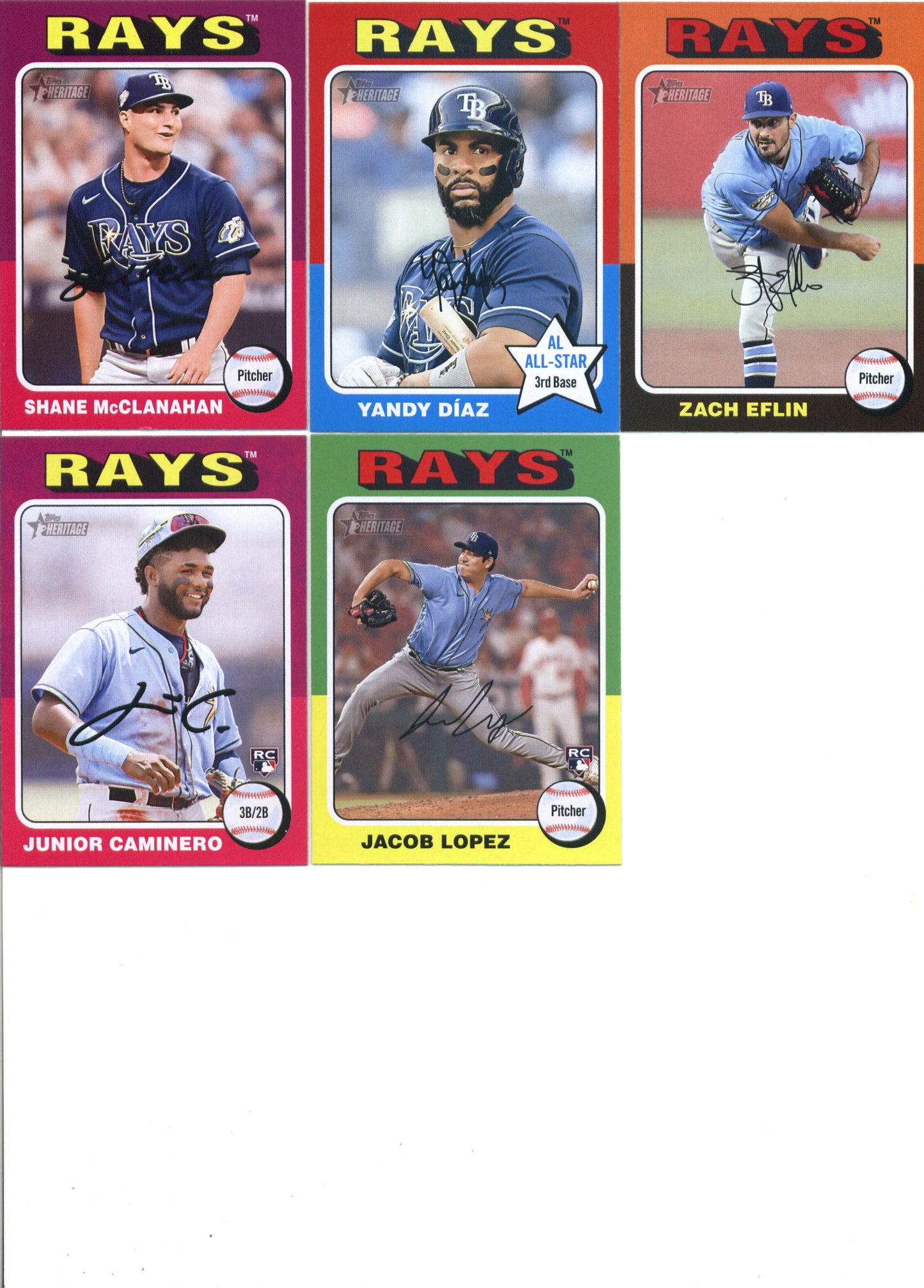2024 Topps Heritage Tampa Bay Rays Team Set of 11 Cards - GotBaseballCards
