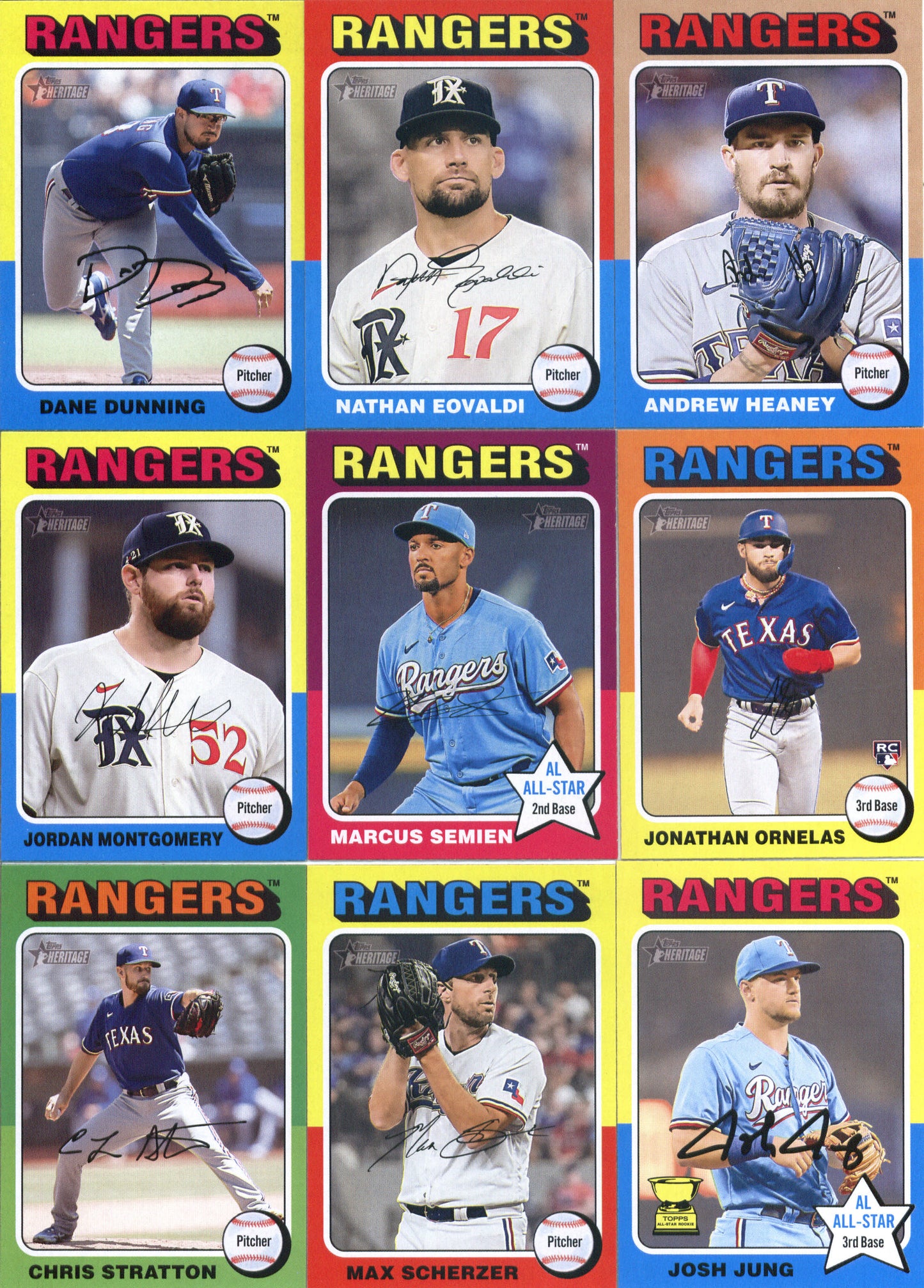 2024 Topps Heritage Texas Rangers Team Set of 23 Cards - GotBaseballCards