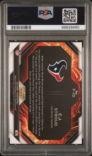 2023 Prizm #F10 - CJ Stroud Fireworks-Green PSA 9 MINT - GotBaseballCards