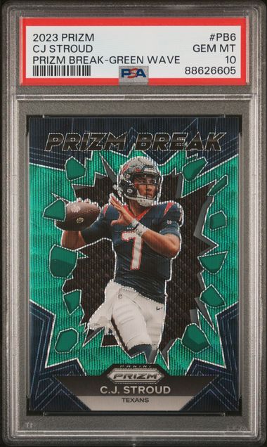2023 Prizm #PB6 - CJ Stroud Prizm Break-Green Wave PSA 10 GEM MT - GotBaseballCards