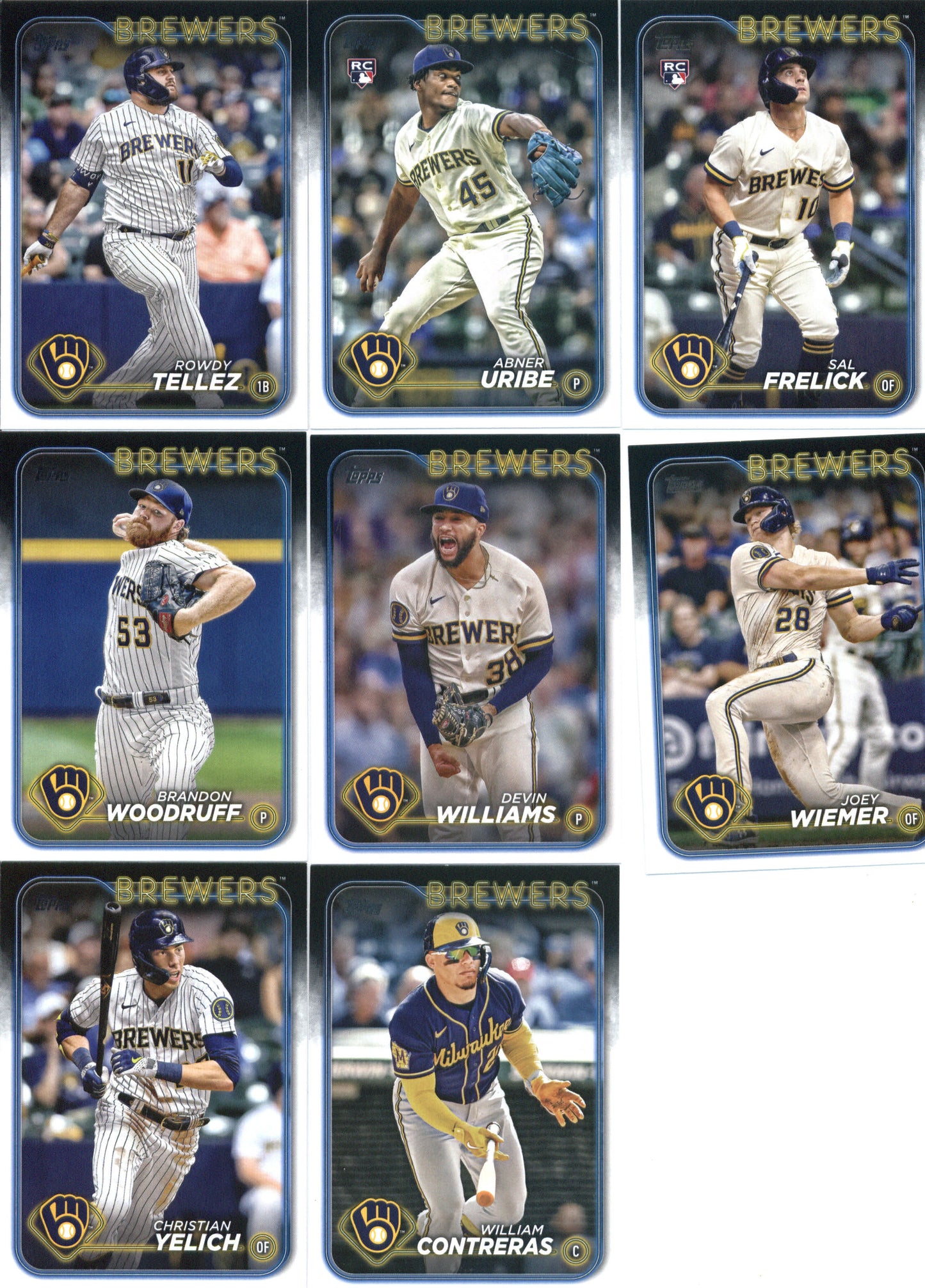 2024 Topps Series 1 Milwaukee Brewers Team Set of 11 Cards