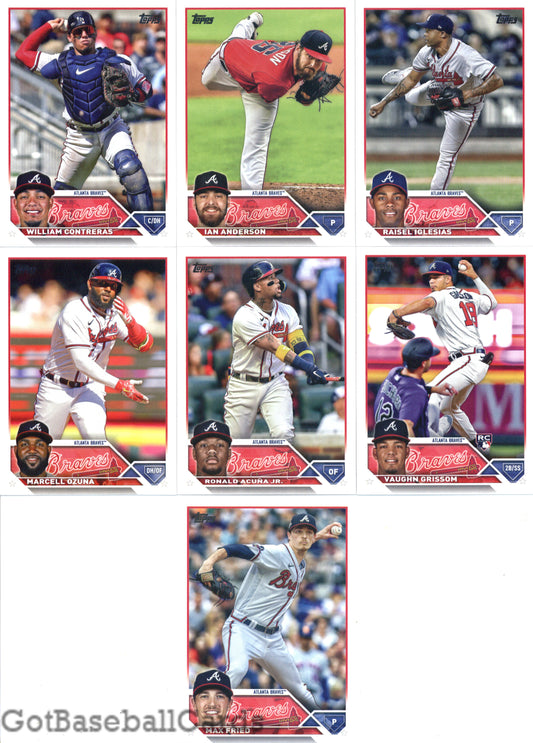 2023 Topps Complete Set (Series 1 & 2) Atlanta Braves Team Set of 19 Cards