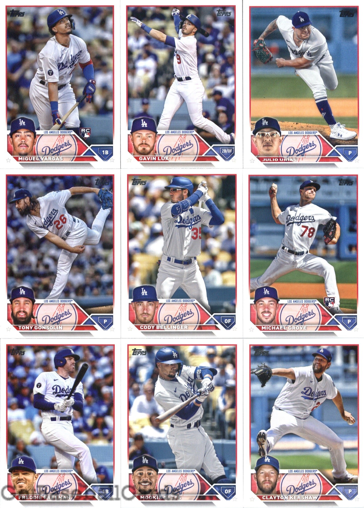 2023 Topps Complete Master Los Angeles Dodgers Team Set of 35 Cards