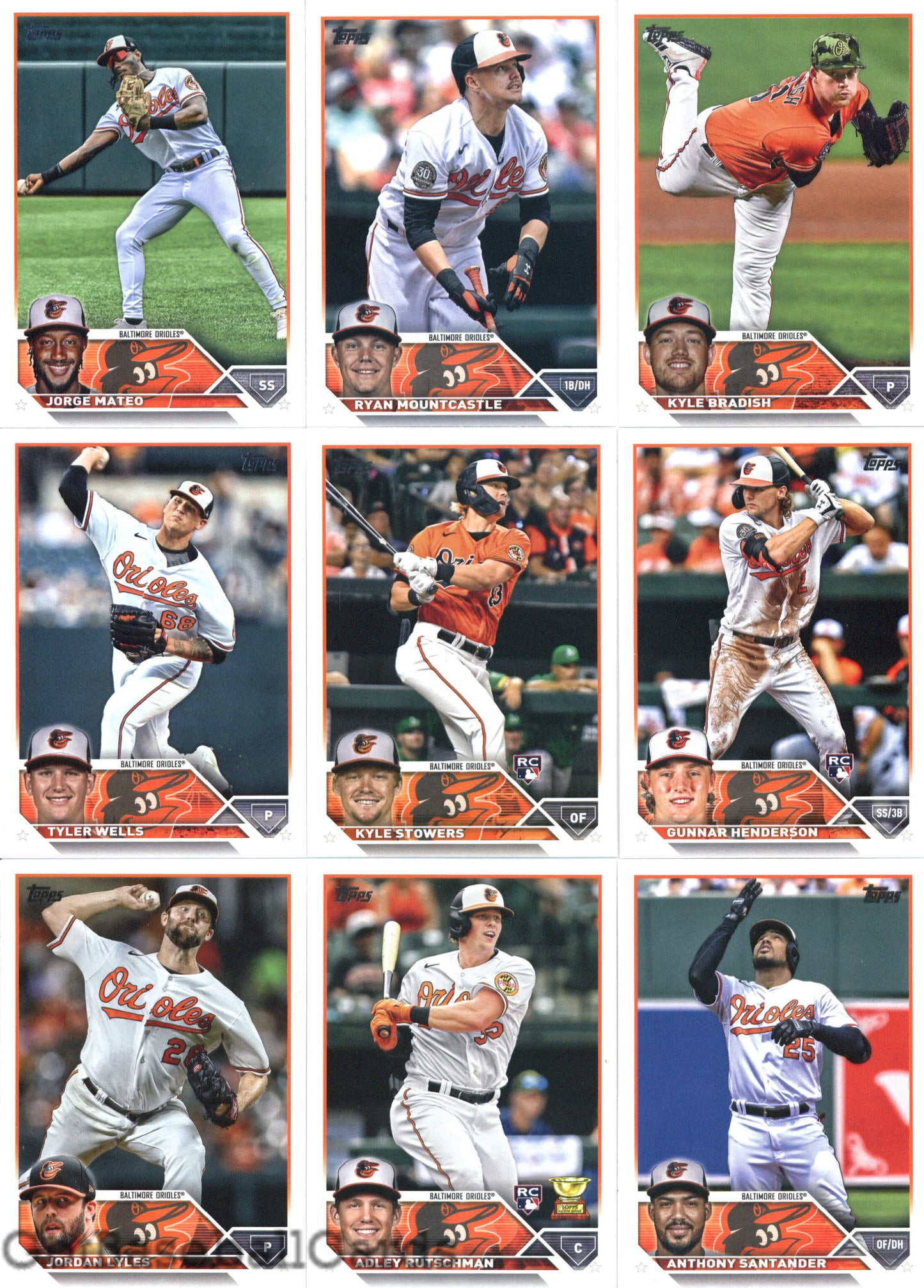 2023 Topps Complete Set (Series 1 & 2) Baltimore Orioles Team Set of 24 Cards