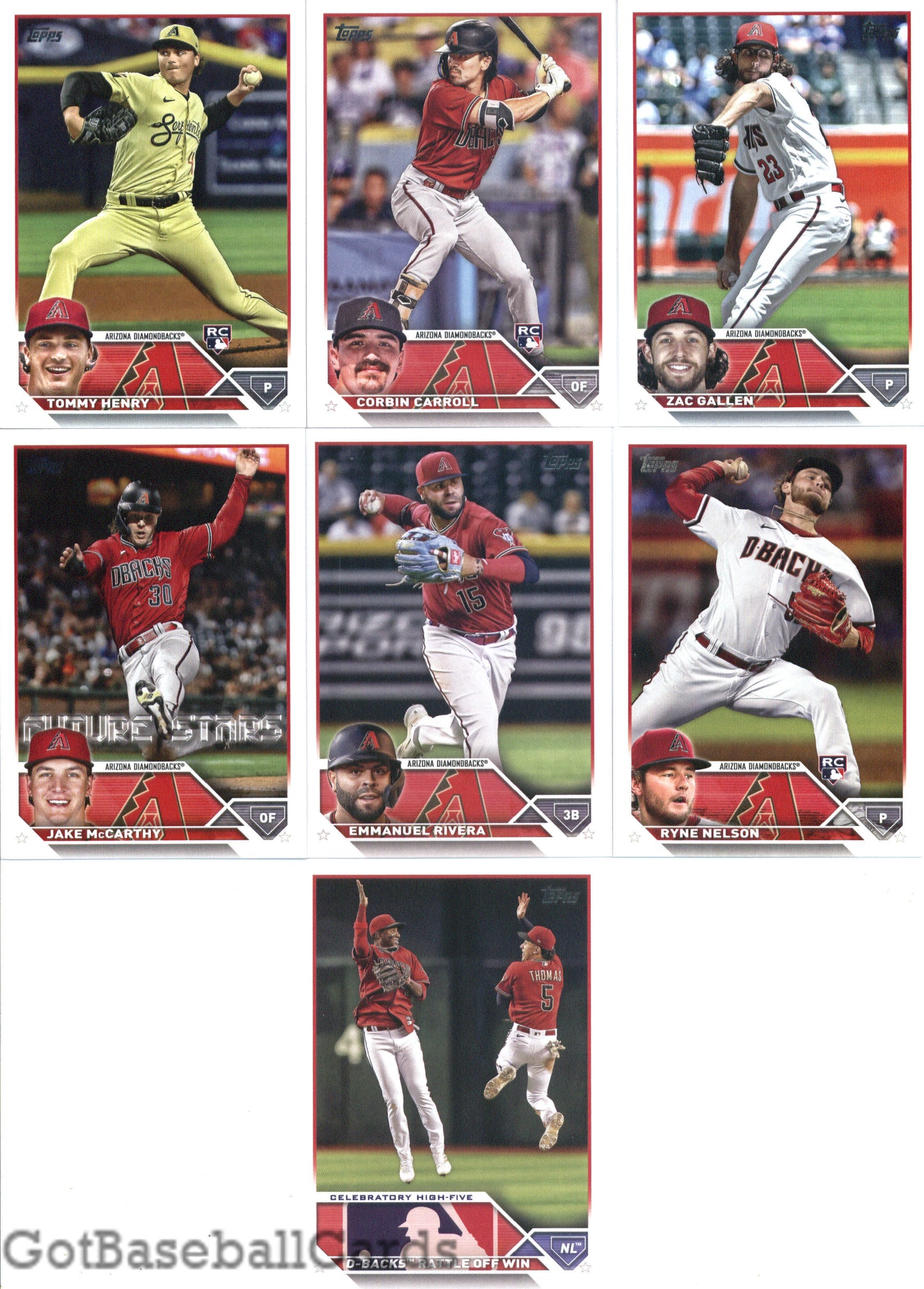 2023 Topps Complete Set (Series 1 & 2) Arizona Diamondbacks Team Set of 23 Cards