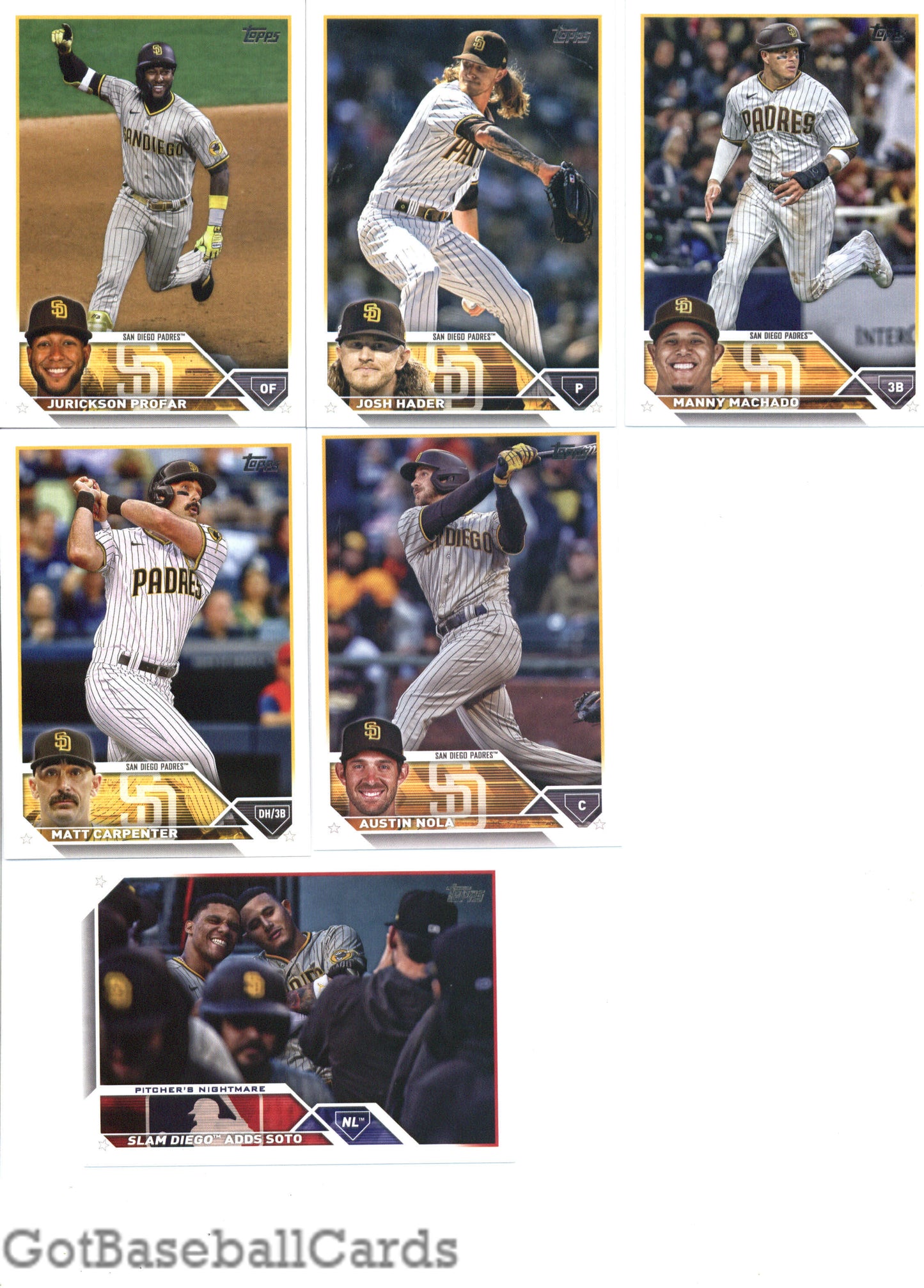 2023 Topps Complete Set (Series 1 & 2) San Diego Padres Team Set of 22 Cards