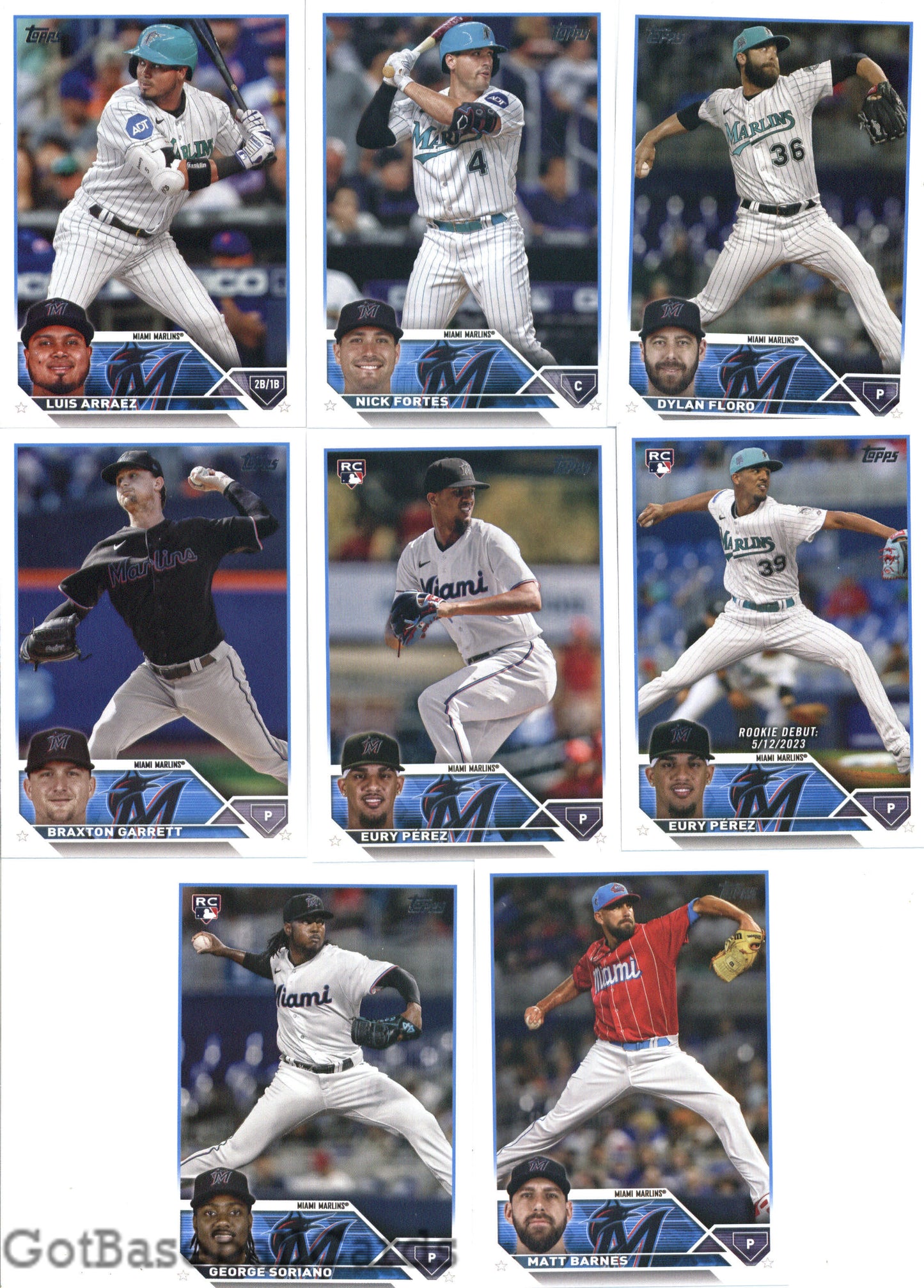 2023 Topps Complete Master Miami Marlins Team Set of 32 Cards