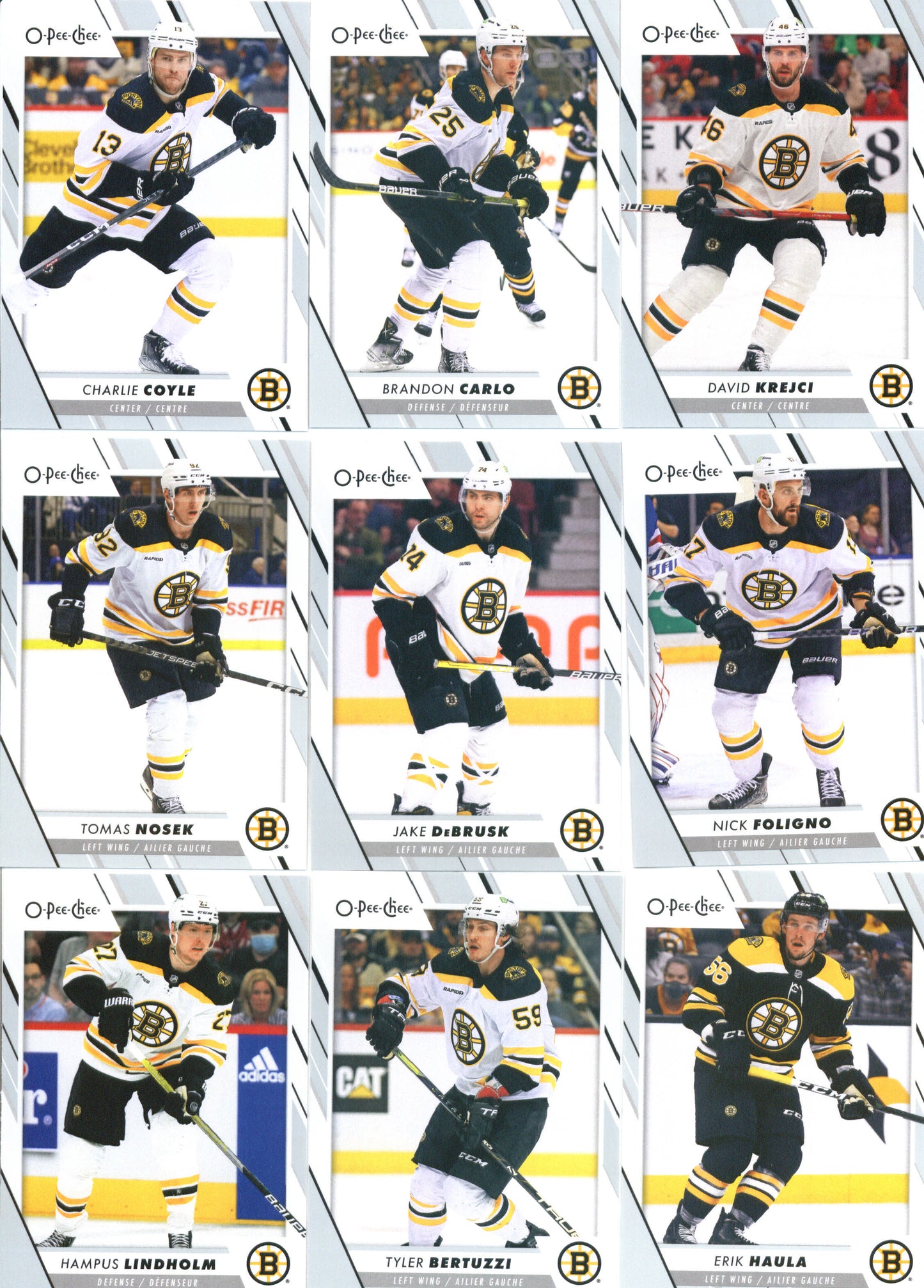 2023-24 O-Pee-Chee Veterans Boston Bruins Team Set of 19 Cards