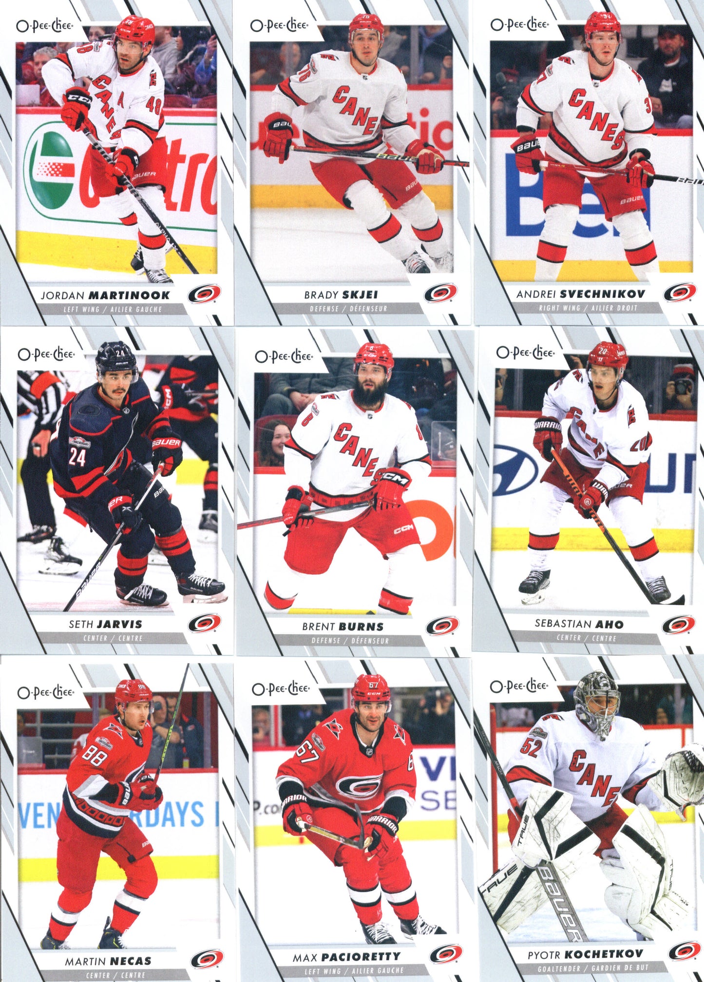 2023-24 O-Pee-Chee Veterans Carolina Hurricanes Team Set of 19 Cards