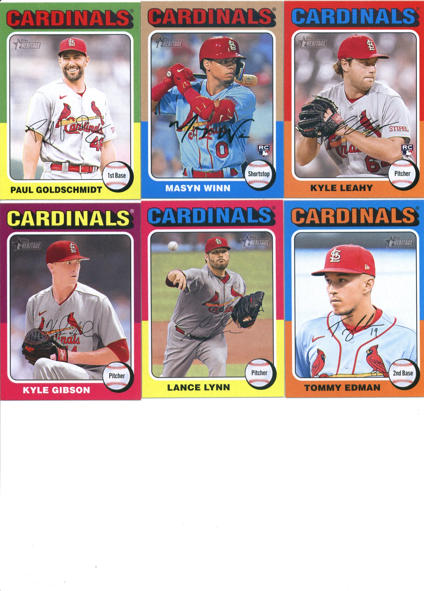 2024 Topps Heritage St. Louis Cardinals Team Set of 15 Cards