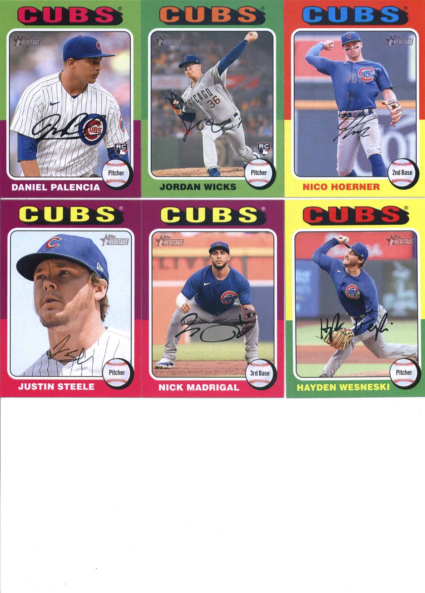 2024 Topps Heritage Chicago Cubs Team Set of 15 Cards