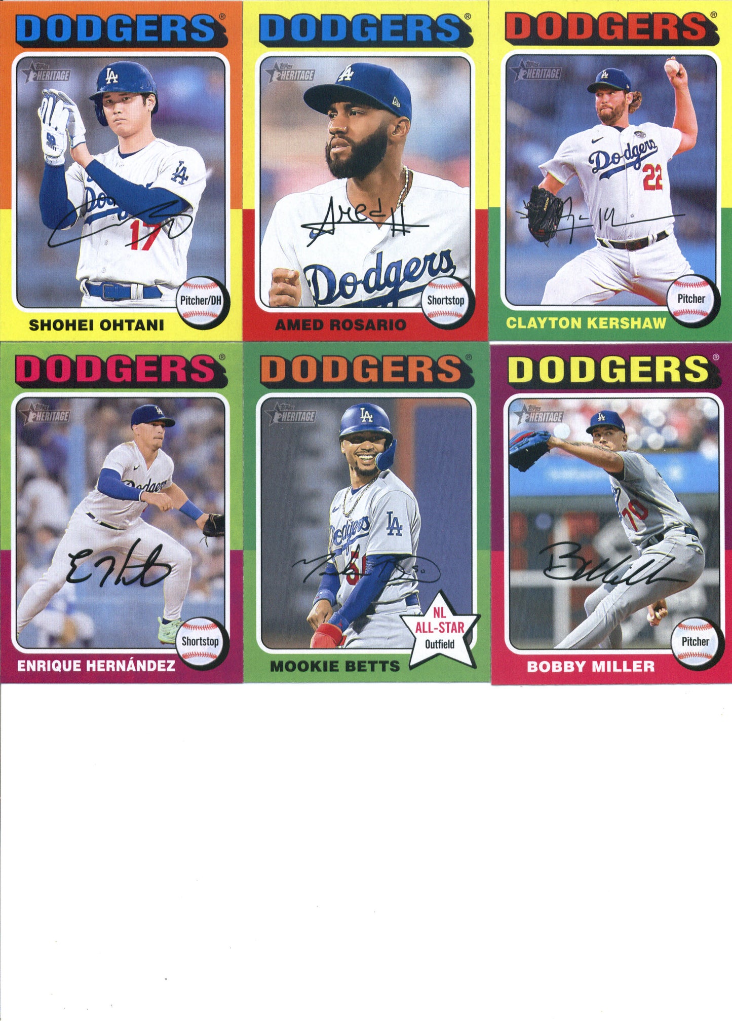 2024 Topps Heritage Los Angeles Dodgers Team Set of 15 Cards