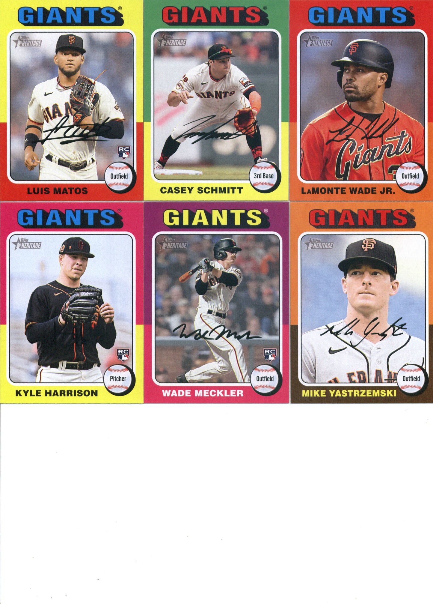 2024 Topps Heritage San Francisco Giants Team Set of 12 Cards