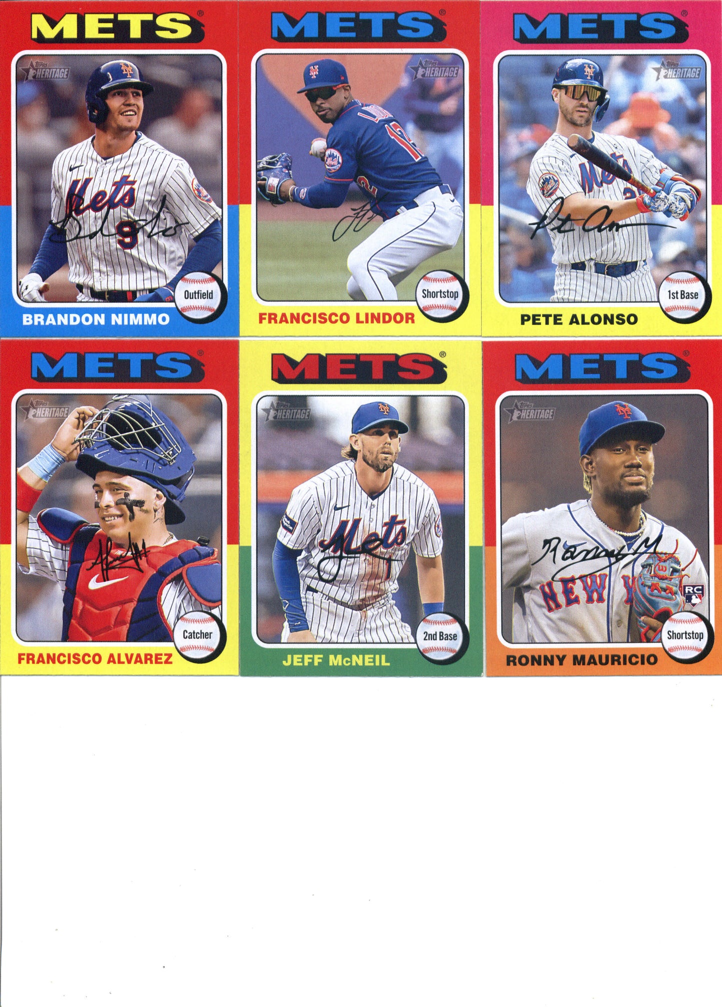 2024 Topps Heritage New York Mets Team Set of 10 Cards