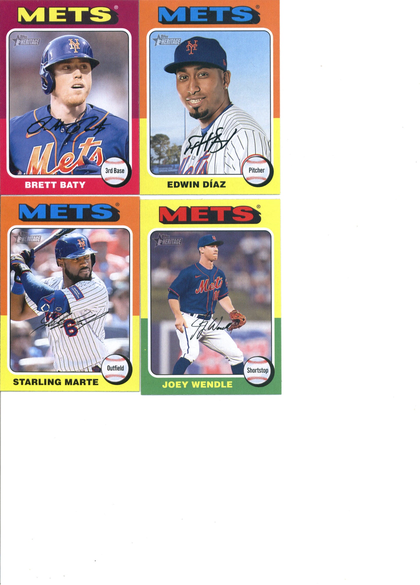 2024 Topps Heritage New York Mets Team Set of 10 Cards