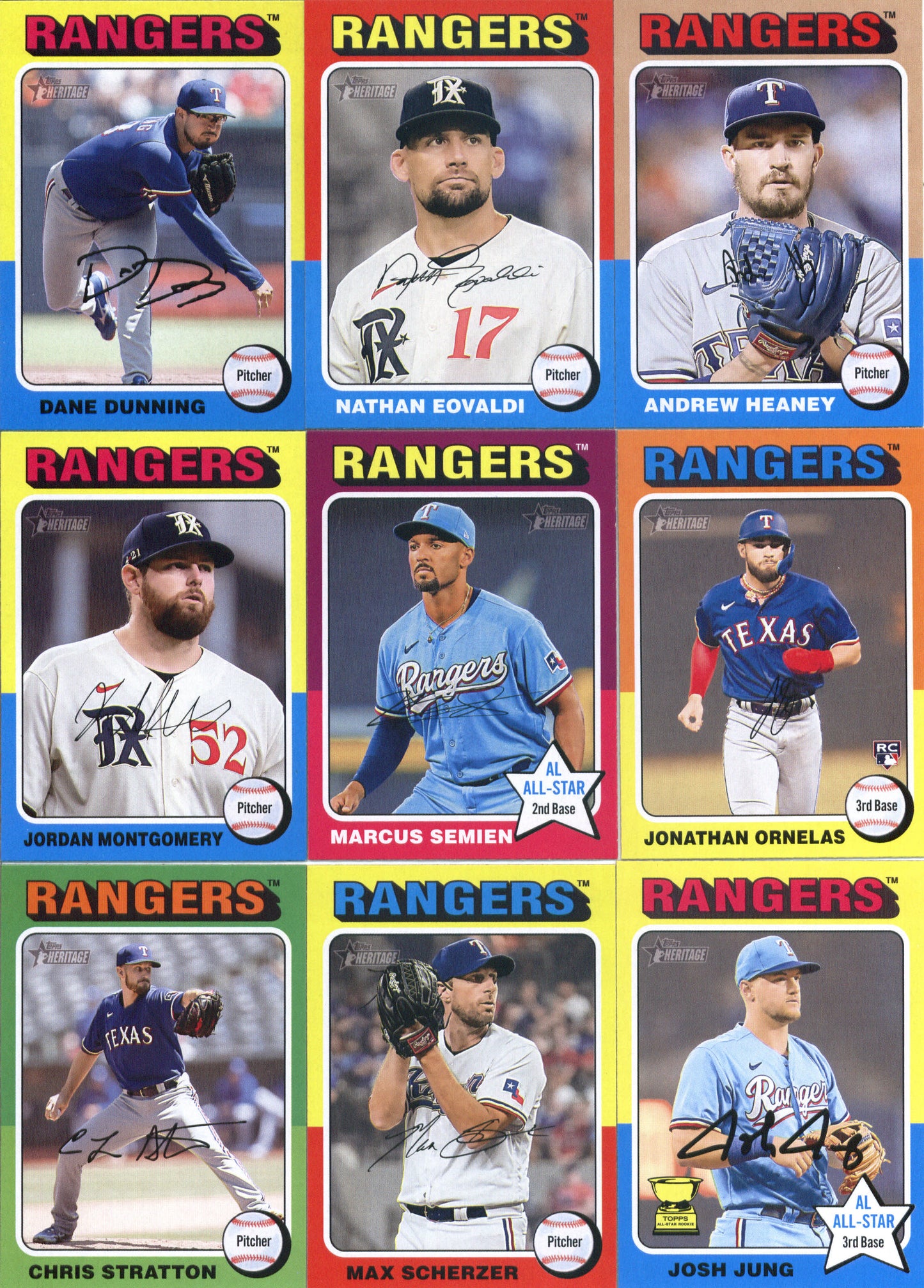 2024 Topps Heritage Texas Rangers Team Set of 23 Cards