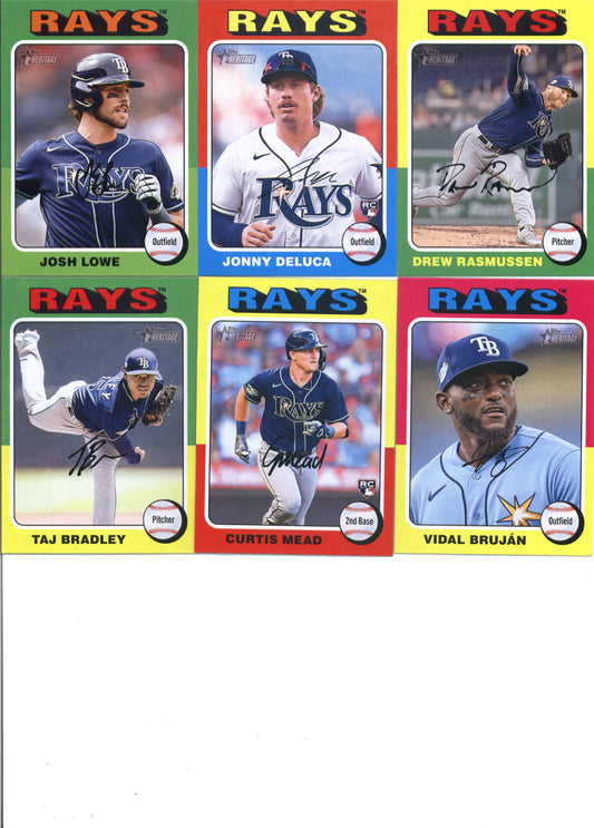 2024 Topps Heritage Tampa Bay Rays Team Set of 11 Cards