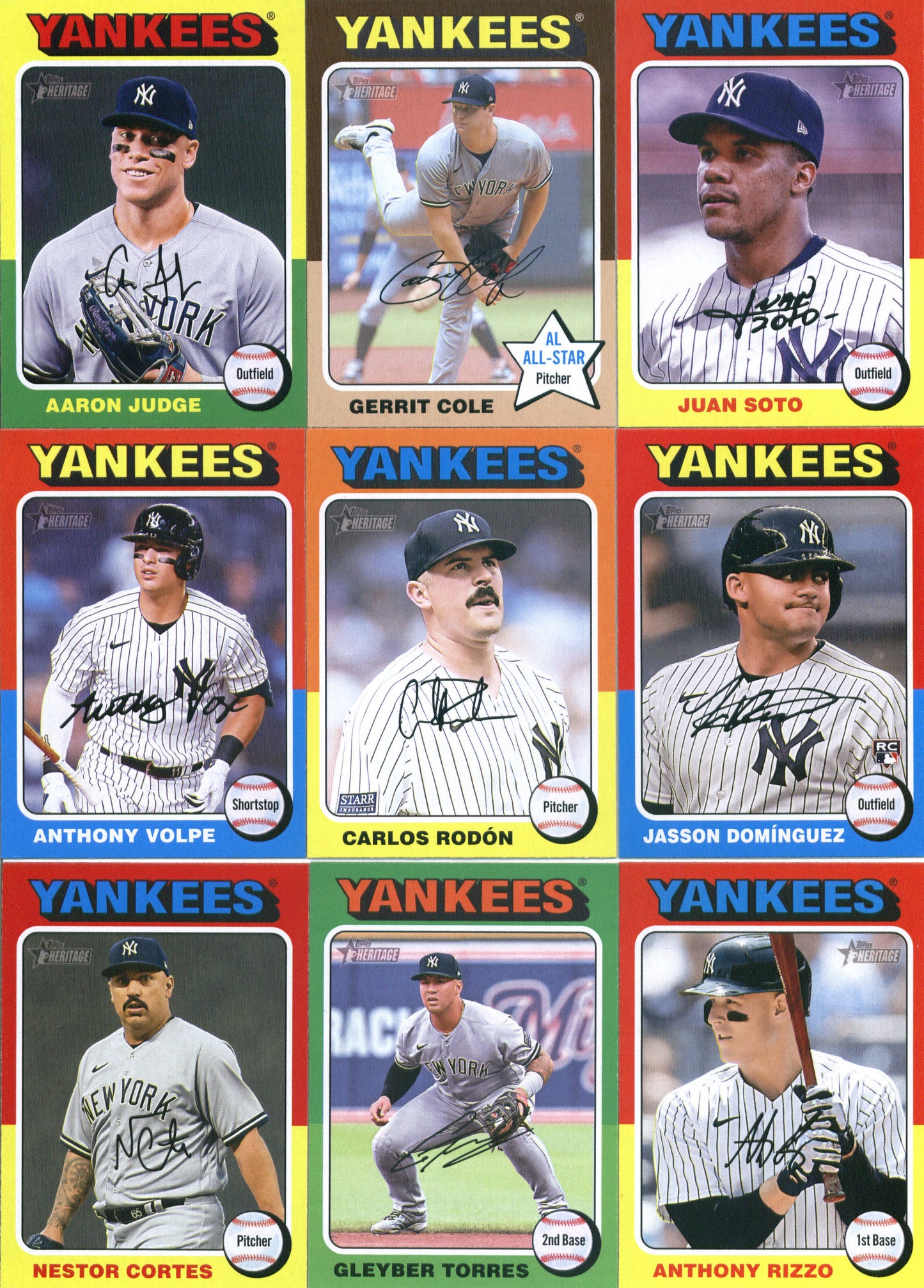 2024 Topps Heritage New York Yankees Team Set of 19 Cards