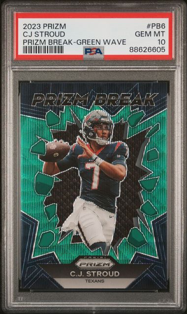 2023 Prizm #PB6 - CJ Stroud Prizm Break-Green Wave PSA 10 GEM MT