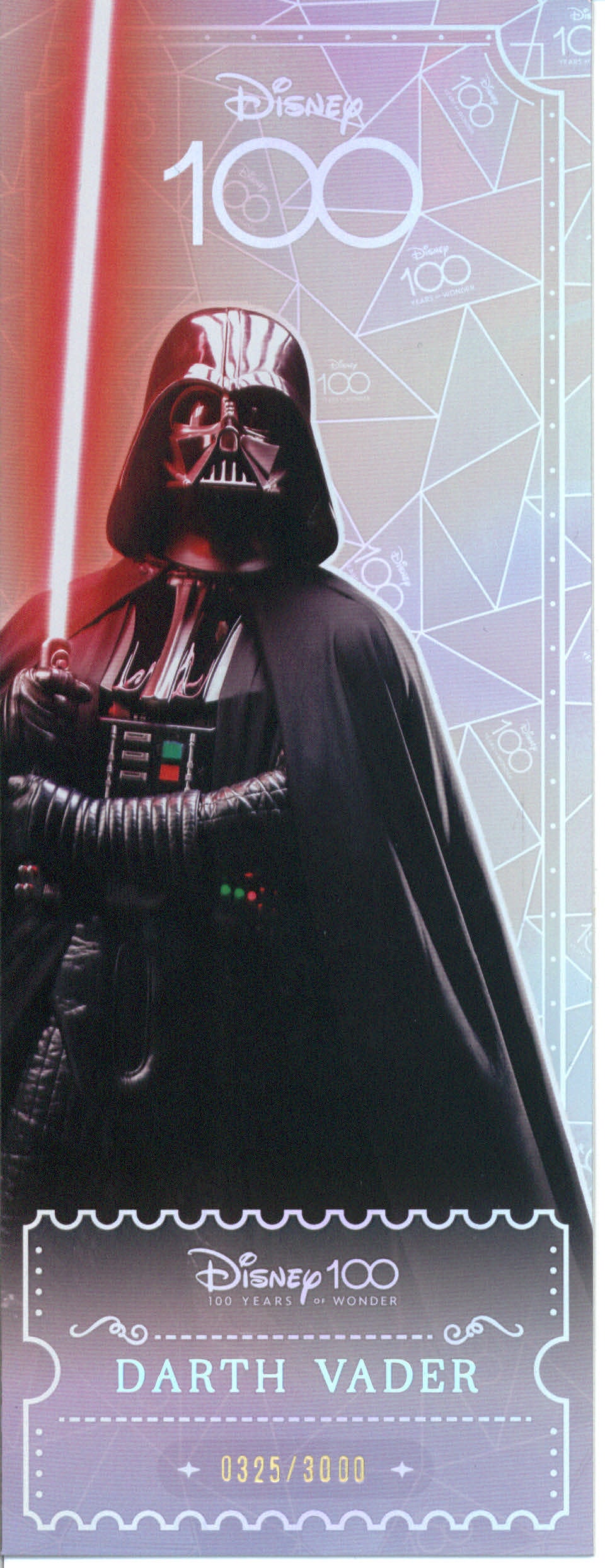 2023 Kakawow Disney 100 Ticket Darth Vader #/3000