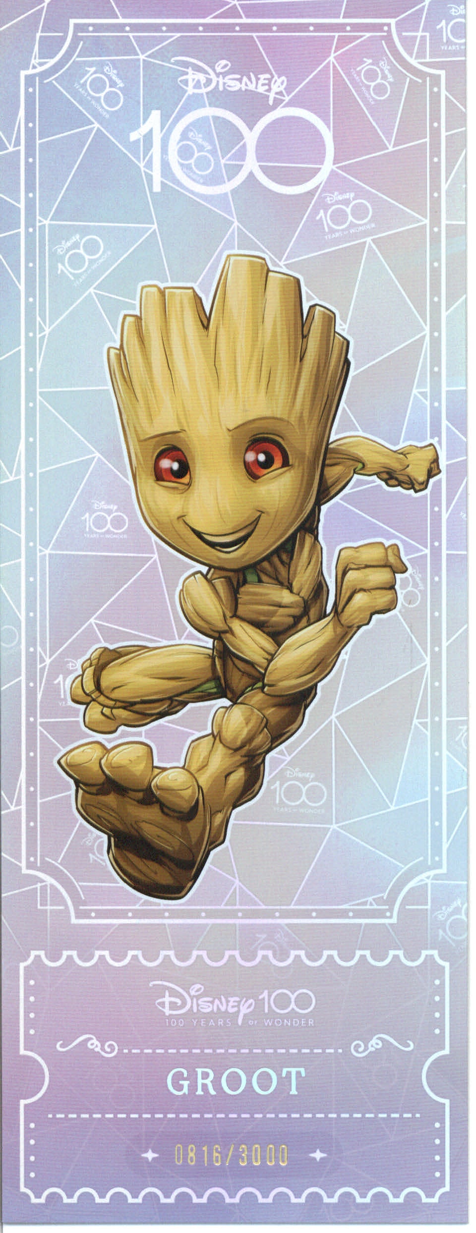 2023 Kakawow Disney 100 Ticket Groot (Guardians of the Galaxy) #/3000