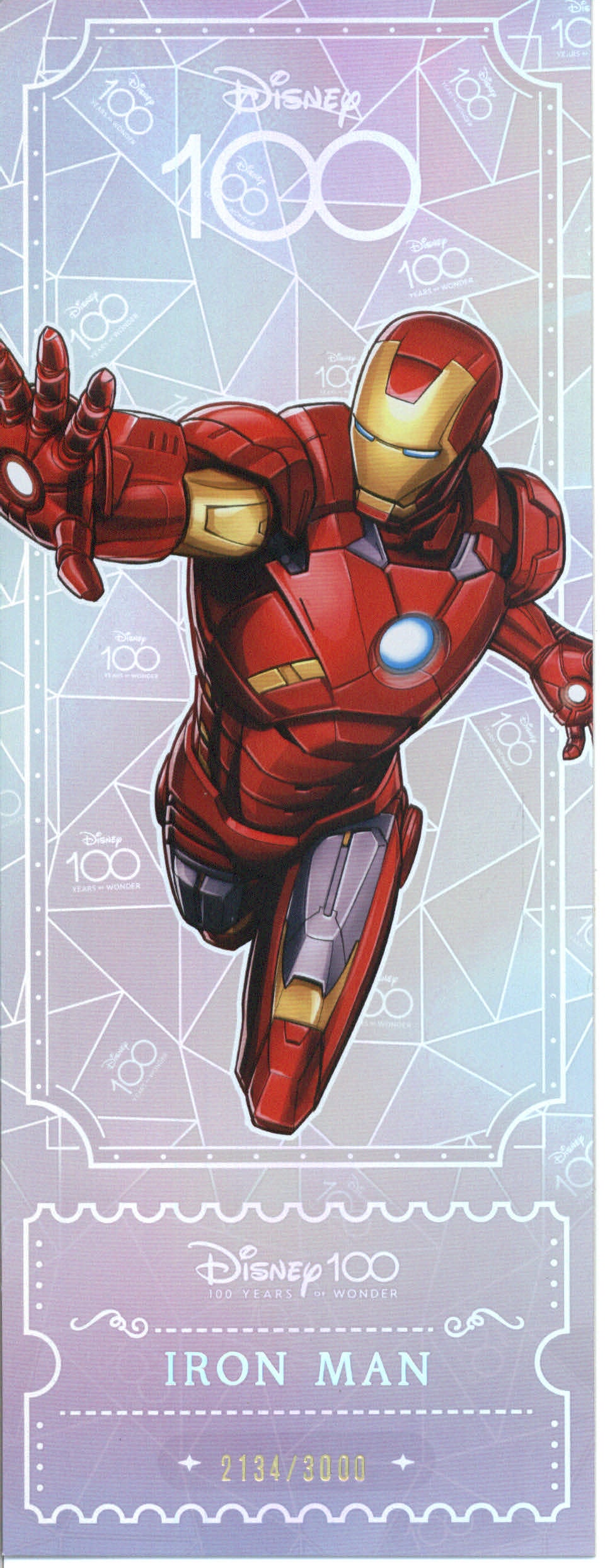 2023 Kakawow Disney 100 Ticket Iron Man #/3000