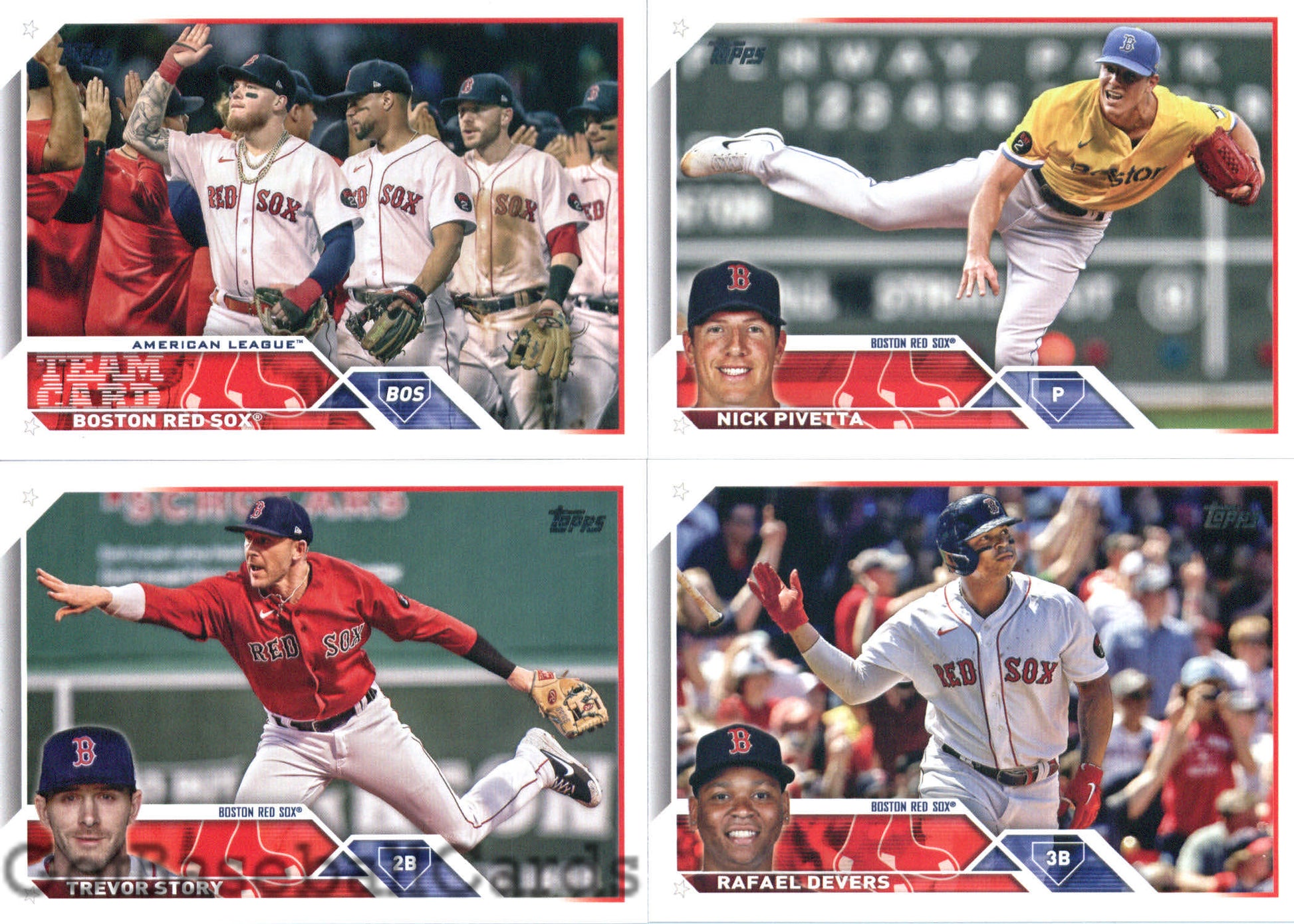 2023 Topps Complete Set (Series 1 & 2) Boston Red Sox Team Set of 22 Cards - GotBaseballCards