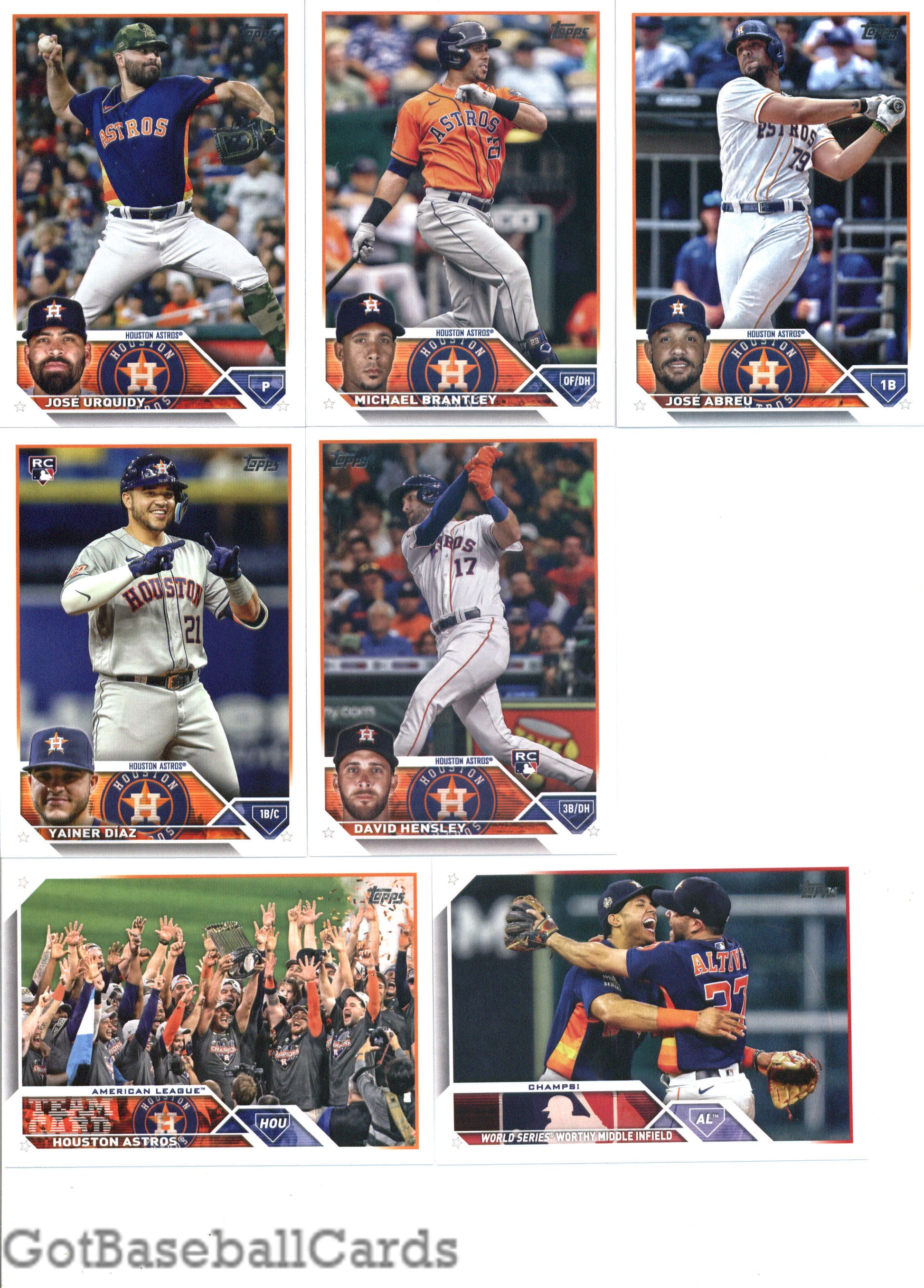 2023 Topps Complete Set (Series 1 & 2) Houston Astros Team Set of 22 Cards - GotBaseballCards