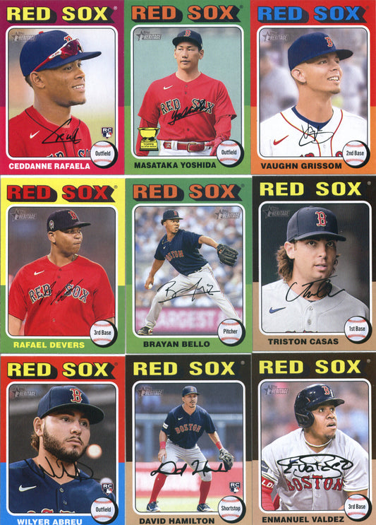 2024 Topps Heritage Boston Red Sox Team Set of 9 Cards - GotBaseballCards